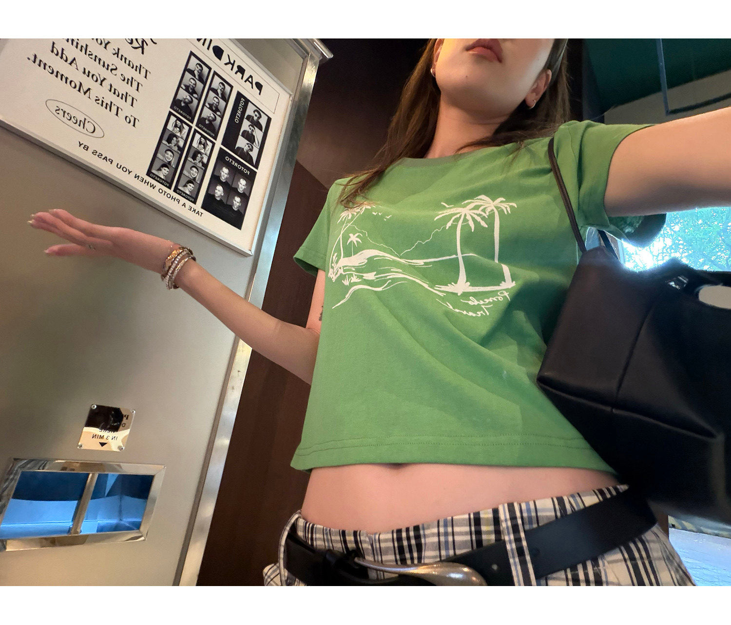 LelyMooch パームツリークロップドTシャツ  LEM376