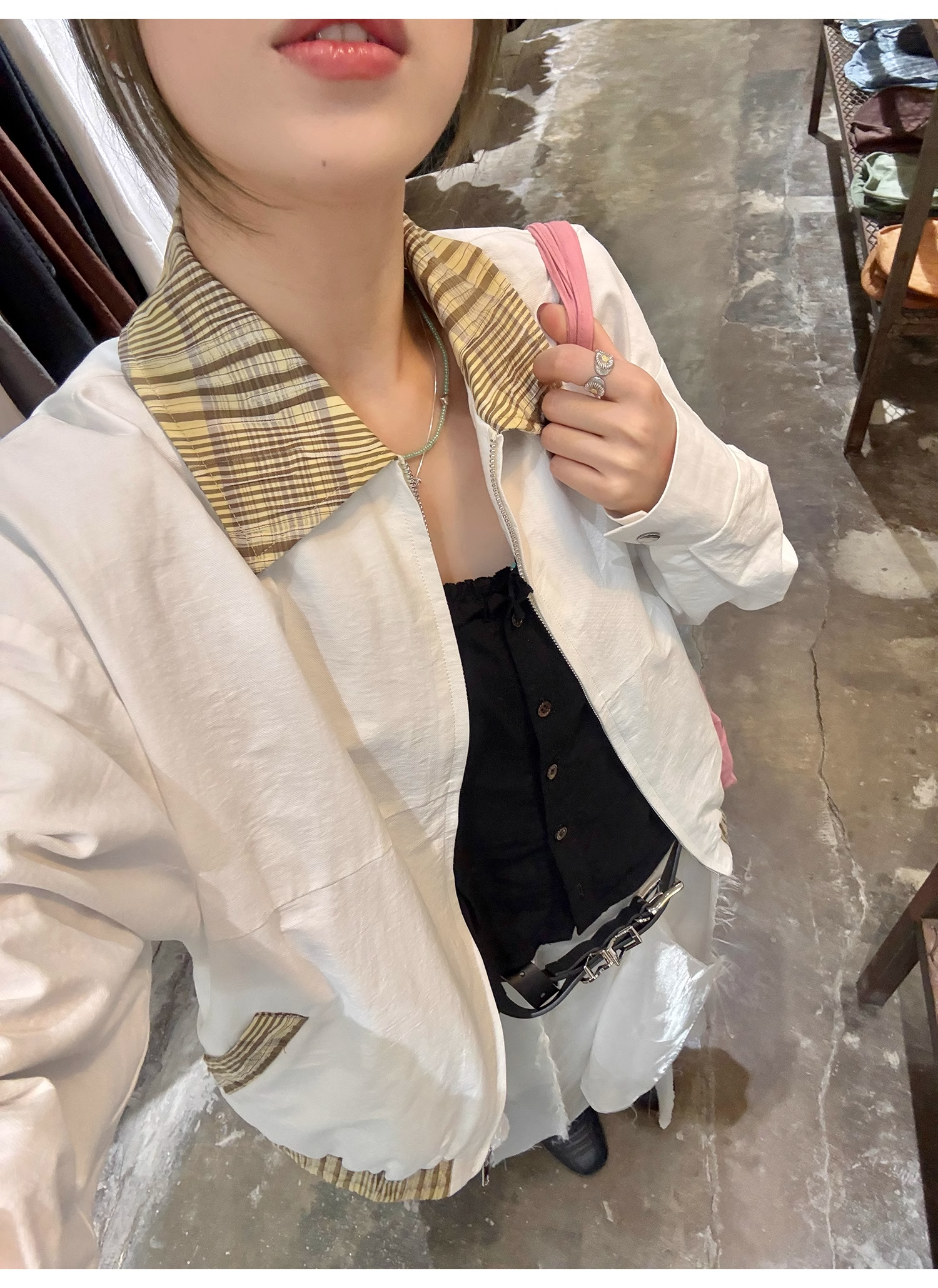 LelyMooch  ヴィンテージ風　 ラペル襟ジャケット  LEM102