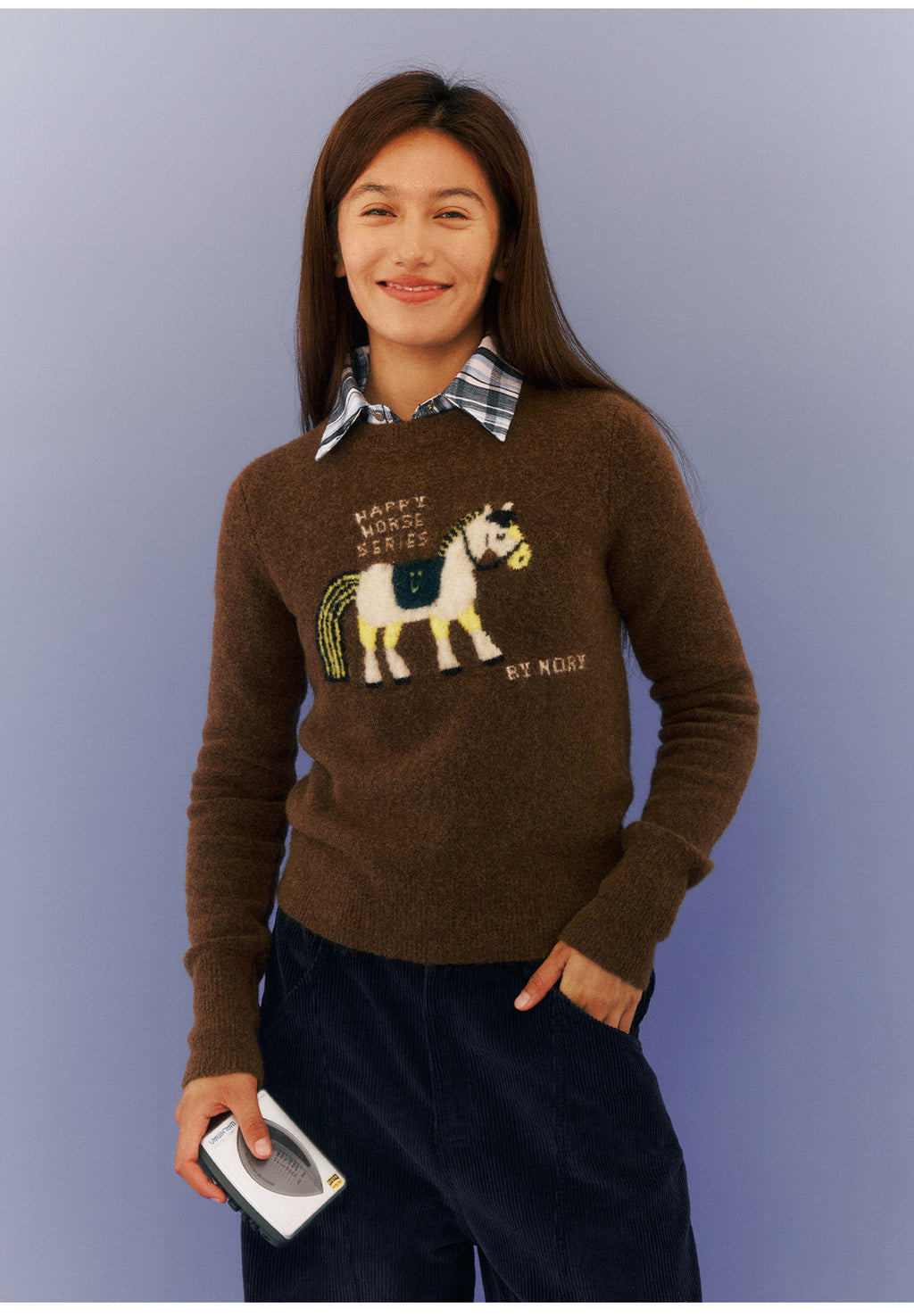 干支・馬モチーフ レトロジャカードニット  LOM040