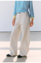 ウォッシュドコットン カーブワイドパンツ  LOM106