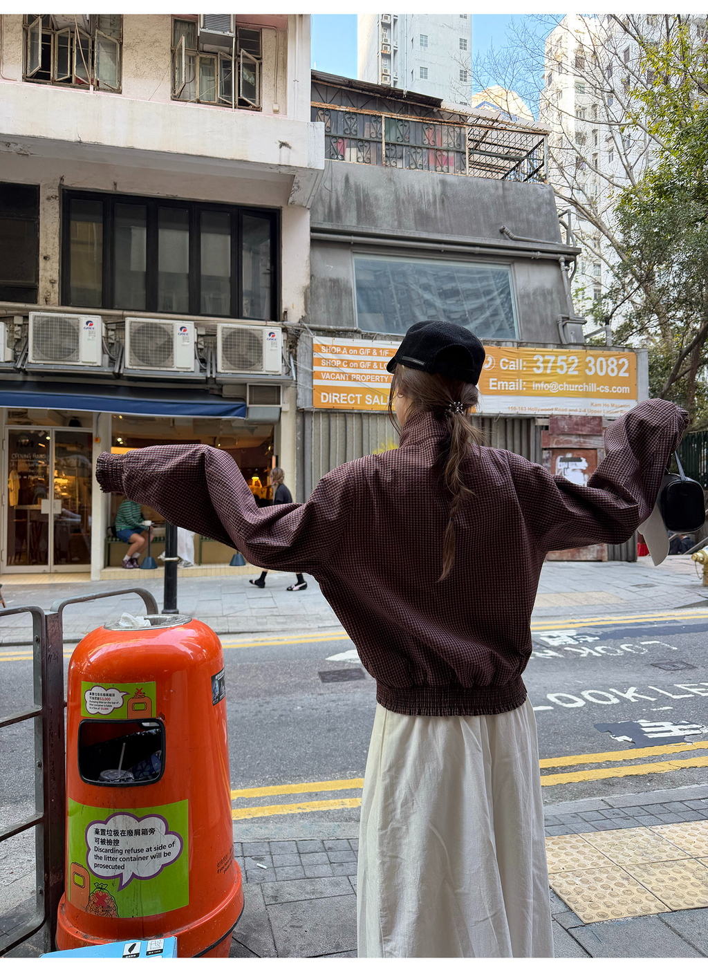 LelyMooch チェック柄スタンドカラーダブルジップブルゾン  LEM318