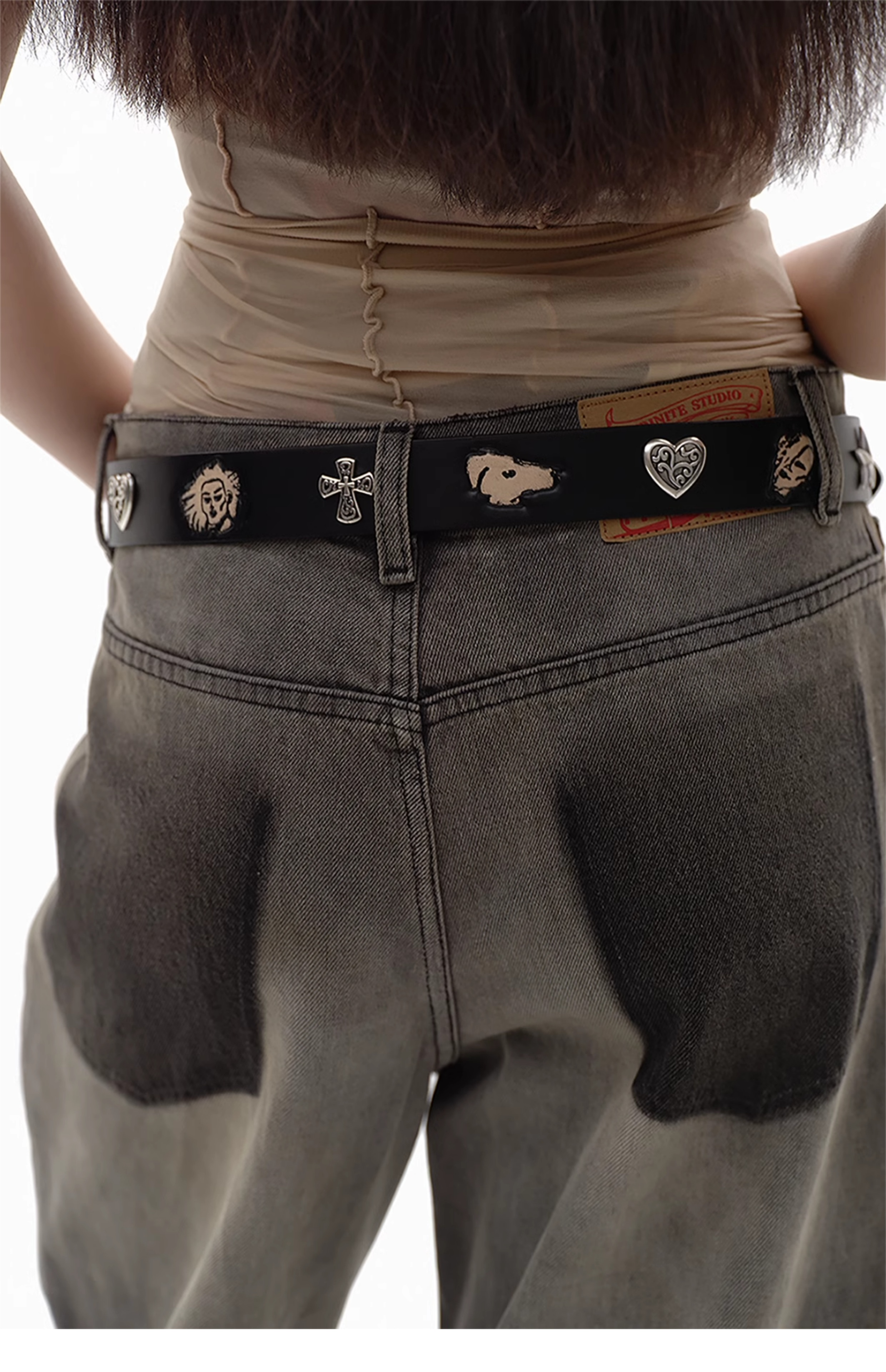 本革チャームベルト🖤ロック＆ストリートコーデにぴったり！  LEM219