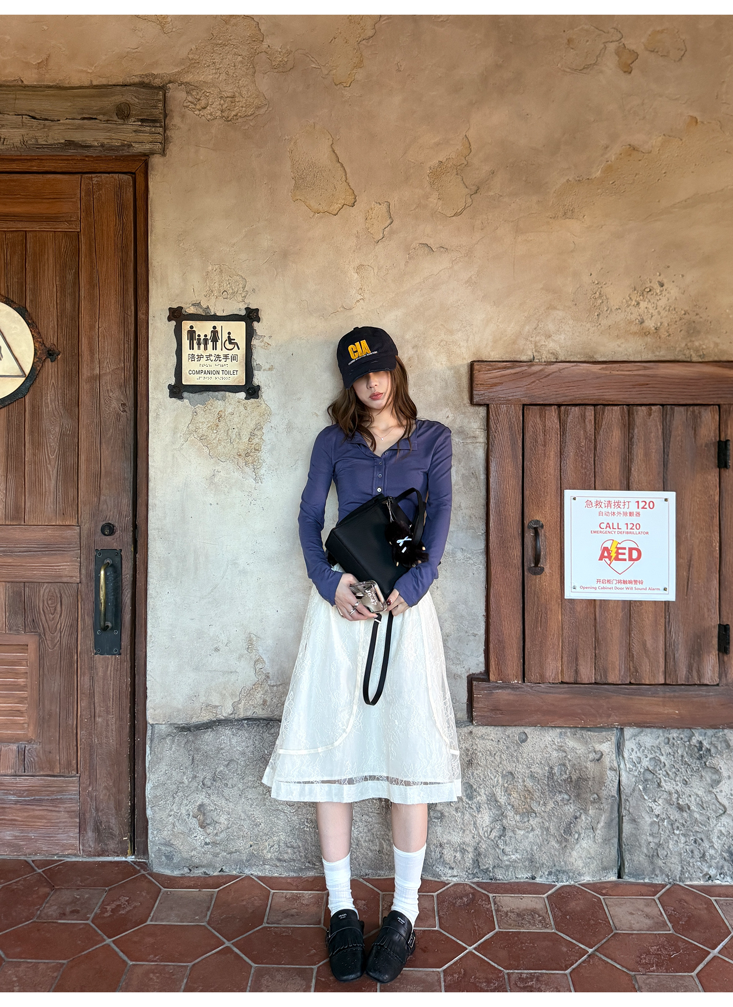 LelyMooch ヘンリーネック ウール混トップス  LEM236