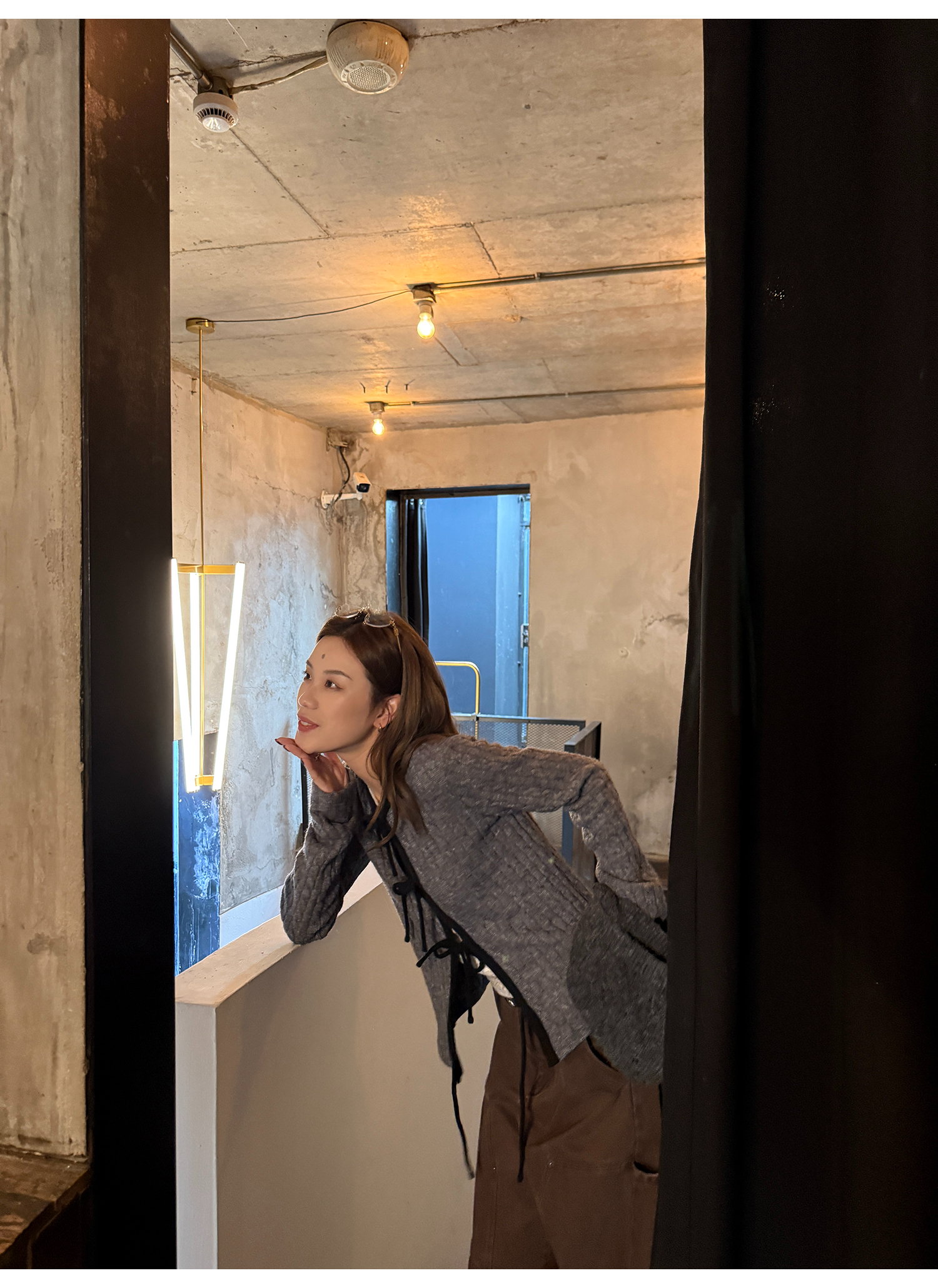 LelyMooch ケーブル調 × 配色リボン ニットトップス LEM276