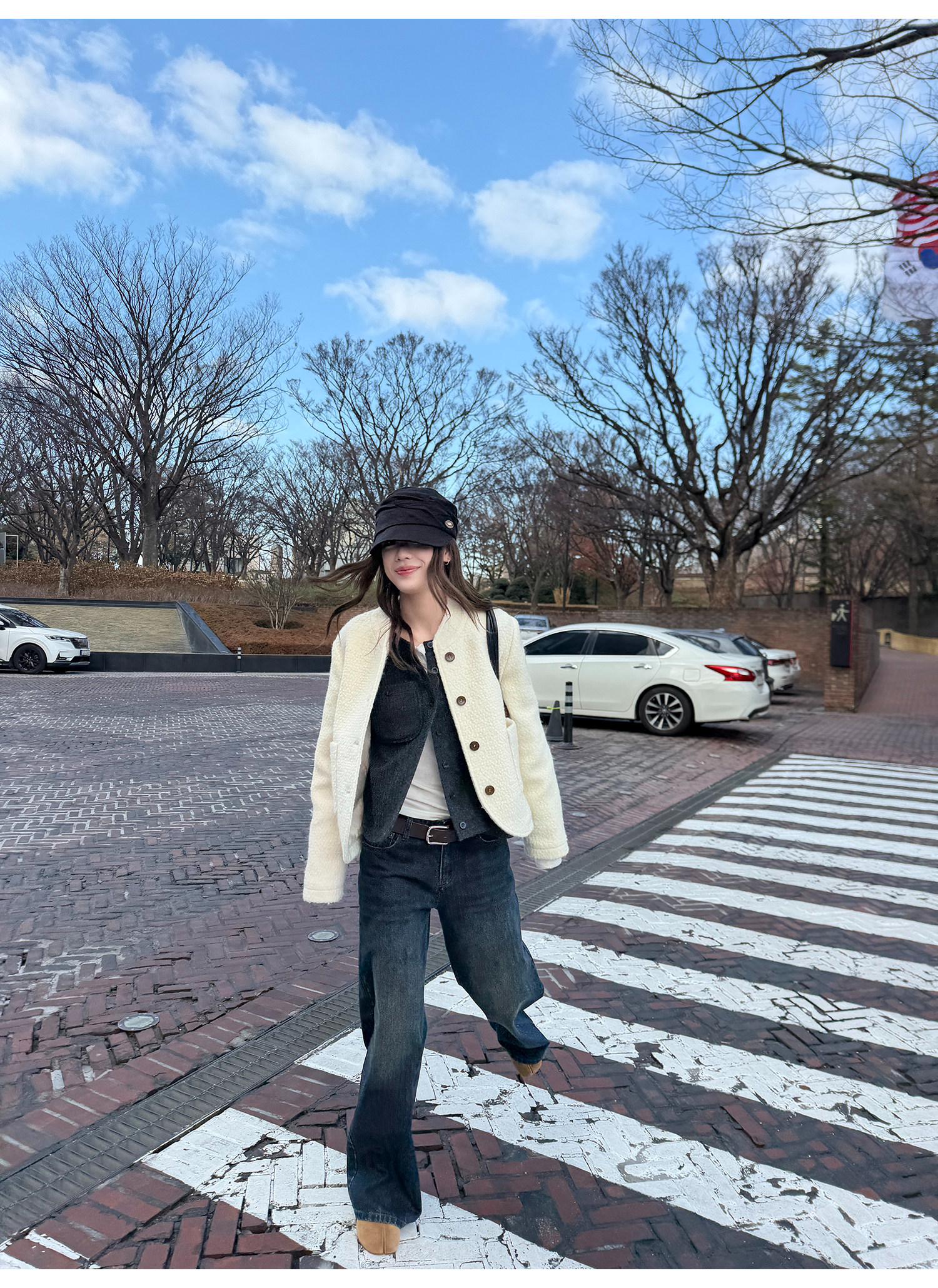 LelyMooch 色落ち加工 ストレートデニムパンツ　LEM304