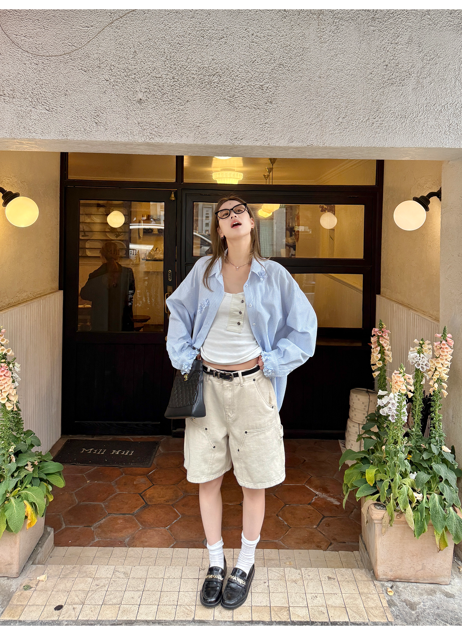 LelyMooch  夏万能デニム ハーフパンツ　マルチポケット  LEM118