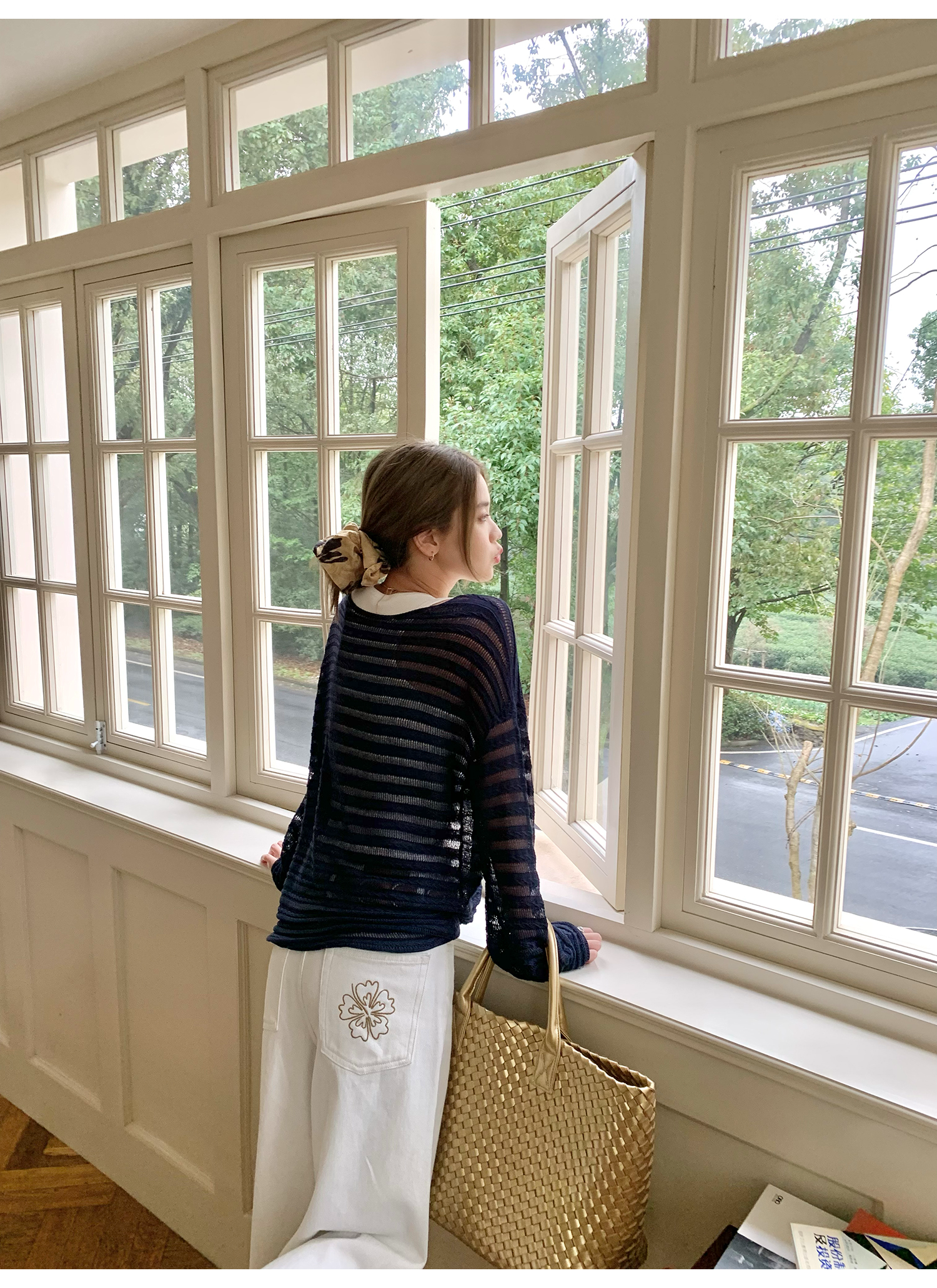 LelyMooch  薄手ニット 透かし感 レーヨン×リネン LEM127