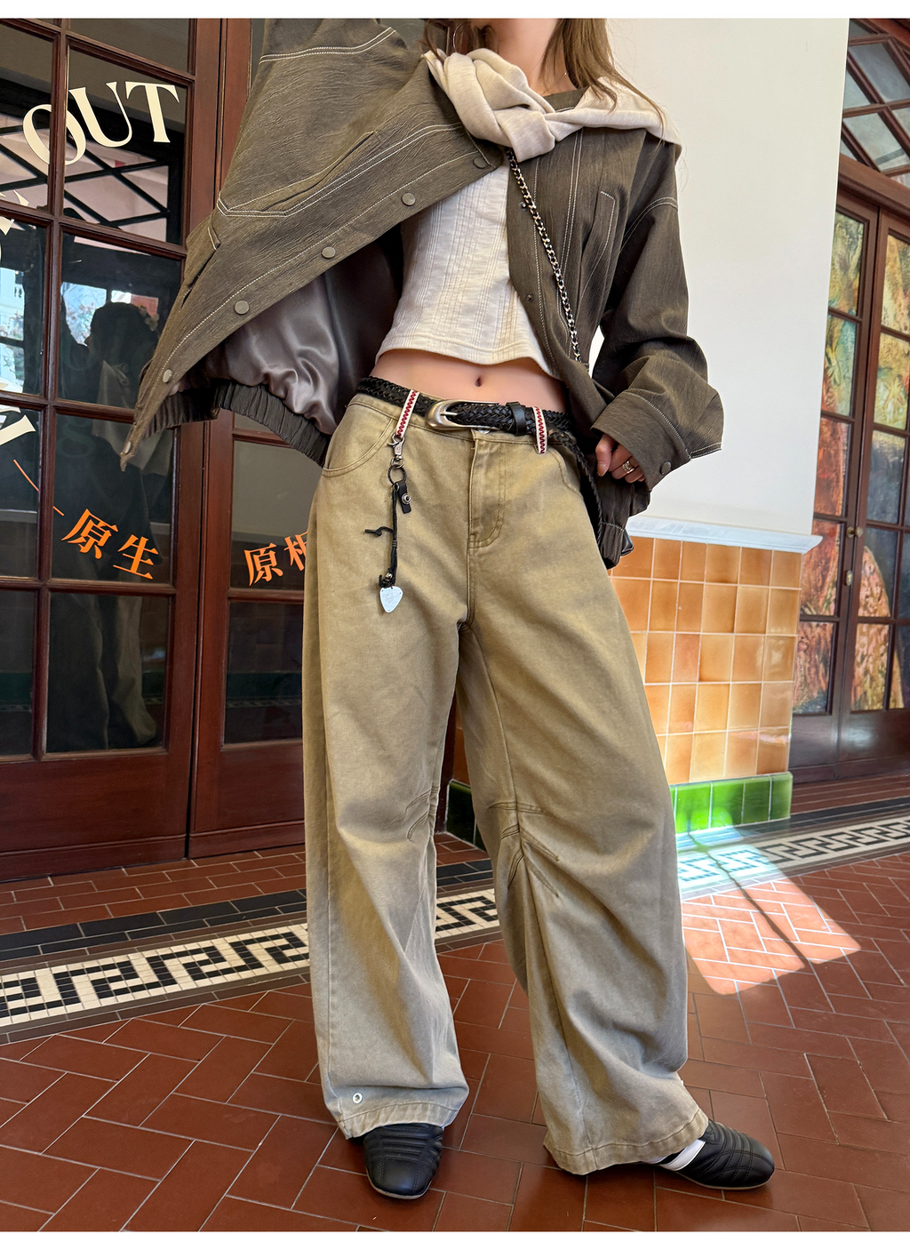 LelyMooch  膝タックロングパンツ  LEM075