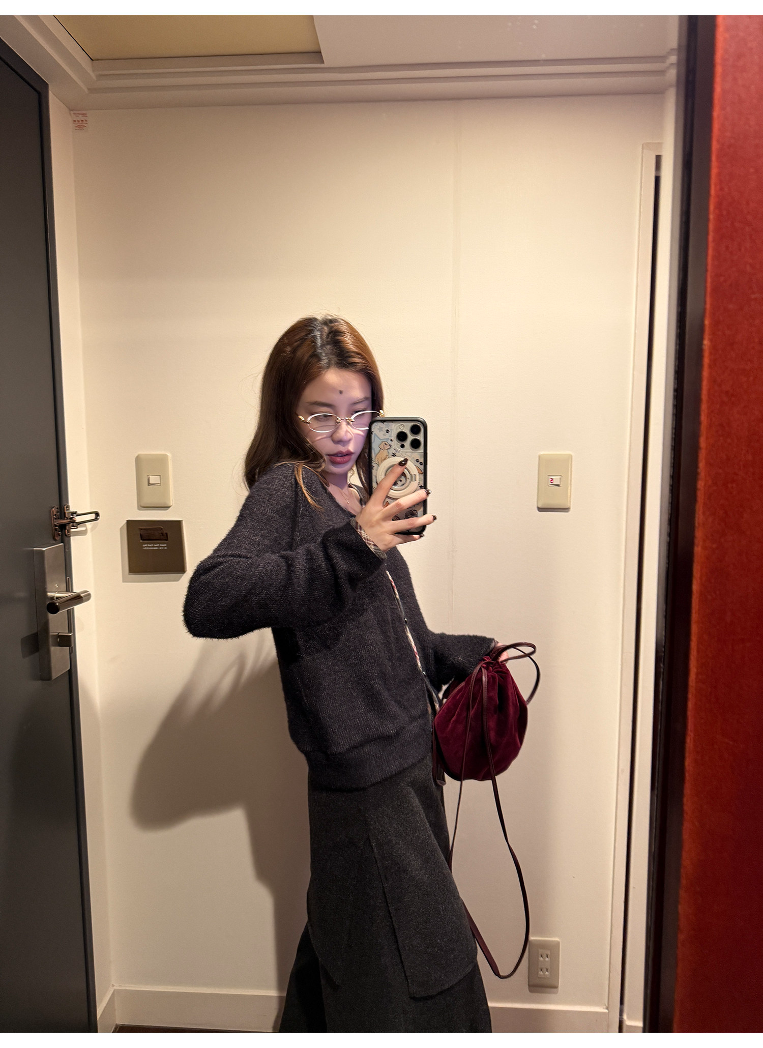 LelyMooch チェック柄パイピング ニット  LEM293