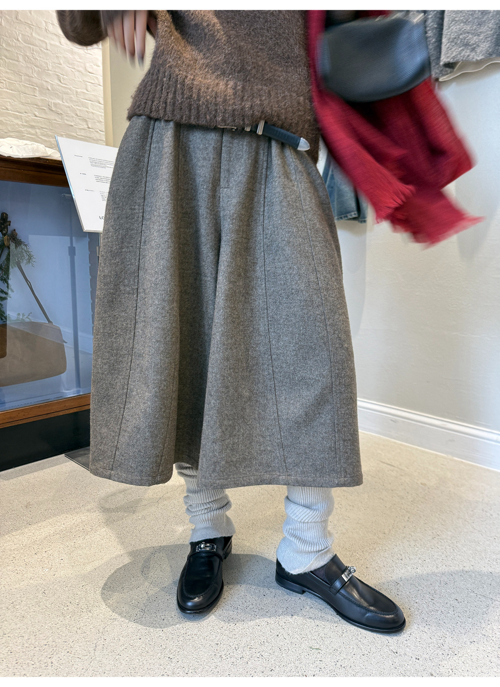 LelyMooch ブラウン系 ウール混 バルーンパンツ  LEM311