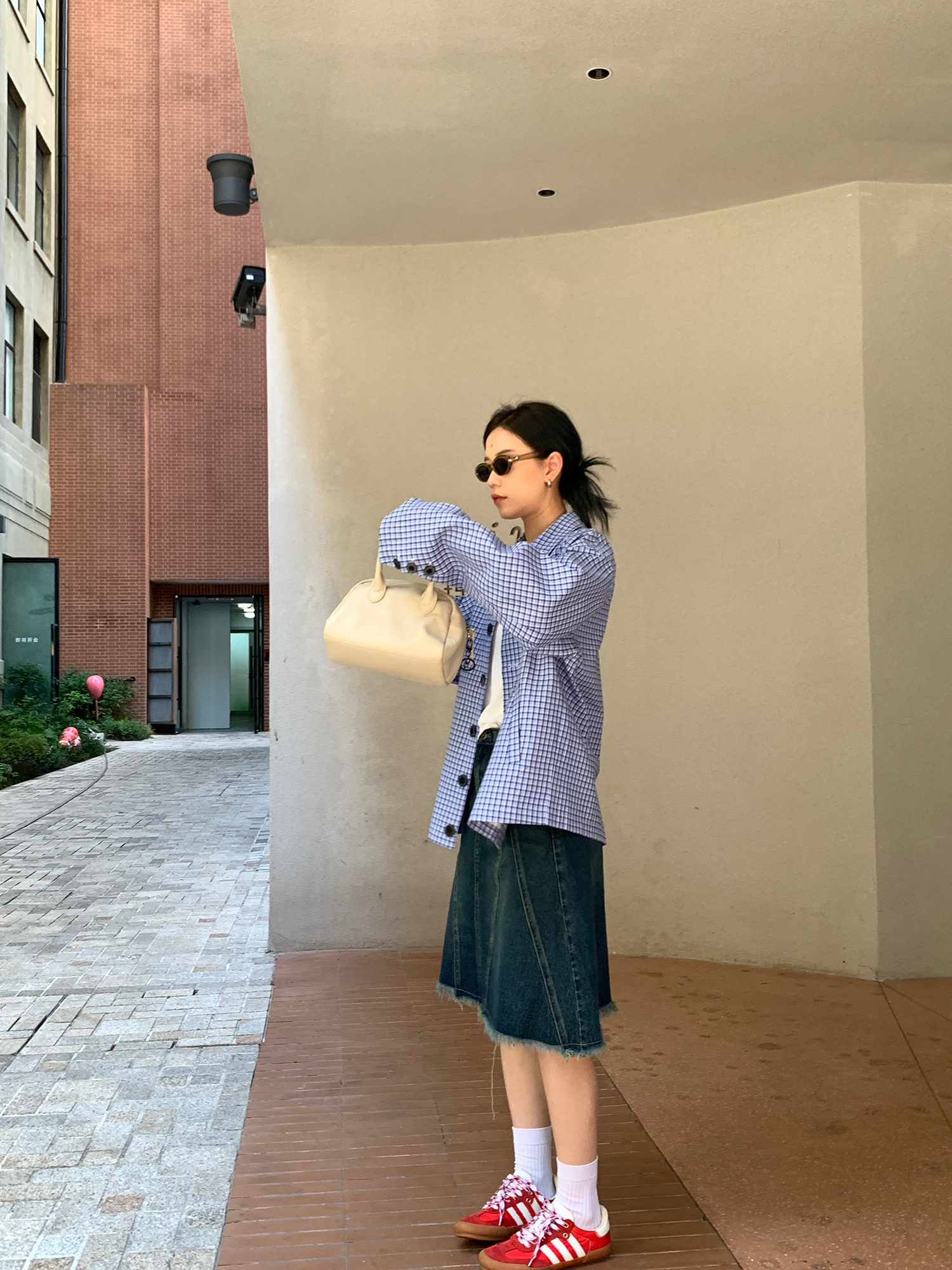 LelyMooch  ブルーチェックシャツジャケット  LEM072