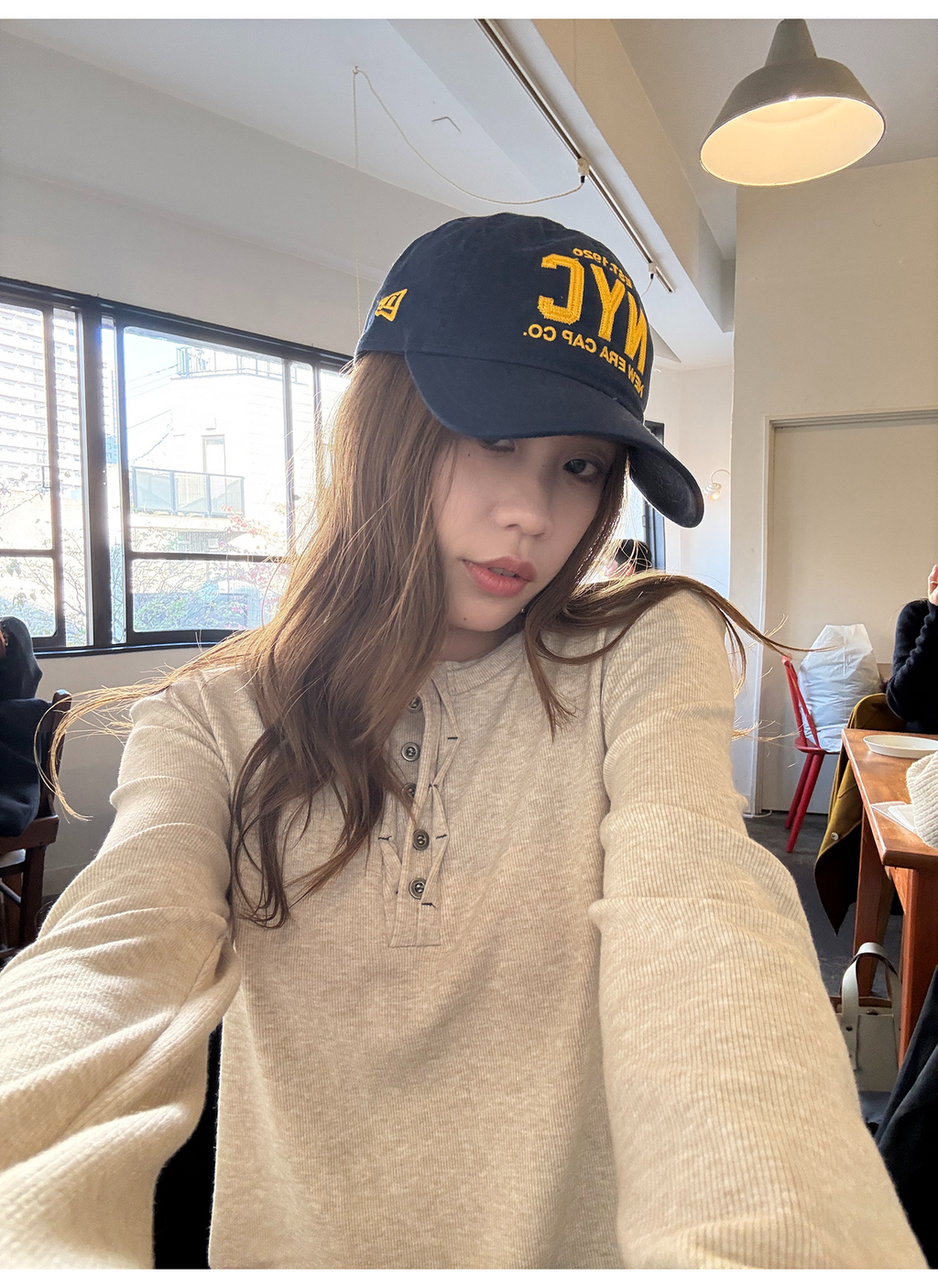 LelyMooch リブ調 ウール風 ヘンリーネックトップス  LEM290