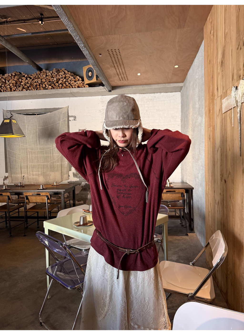 LelyMooch 刺繍ハートのベロアロンT　LEM241