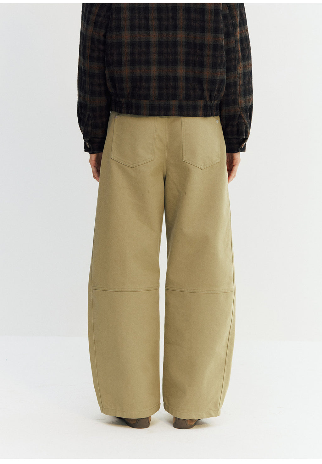 カーブ切替デザイン ツイルバレルパンツ  LOM050