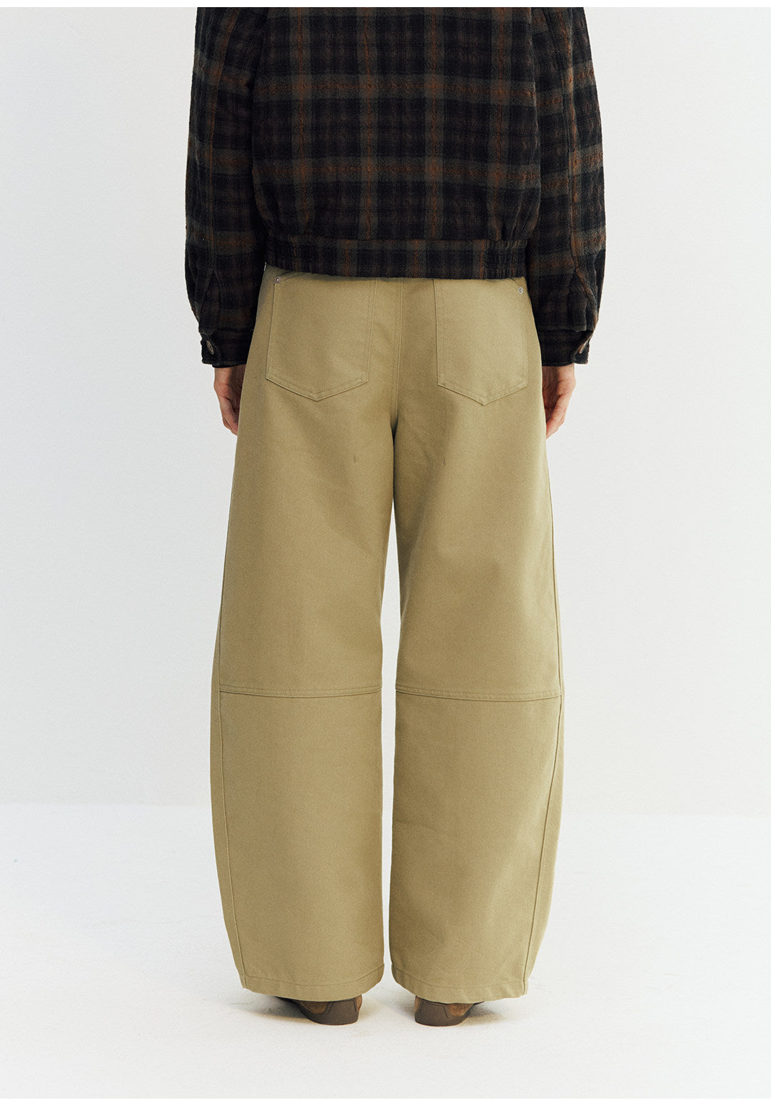 カーブ切替デザイン ツイルバレルパンツ  LOM050