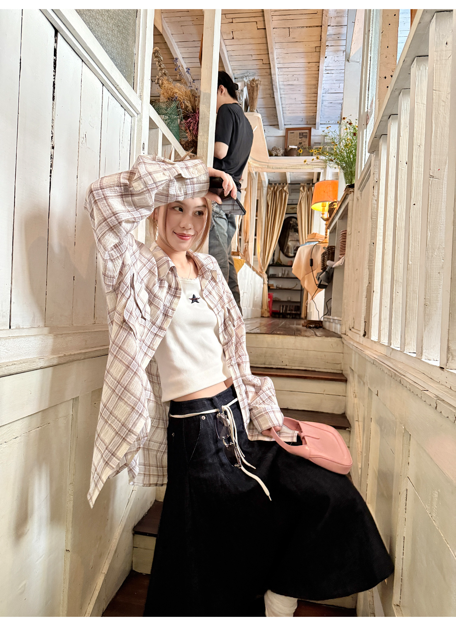 LelyMooch シアーチェックシャツ｜長袖  LEM197