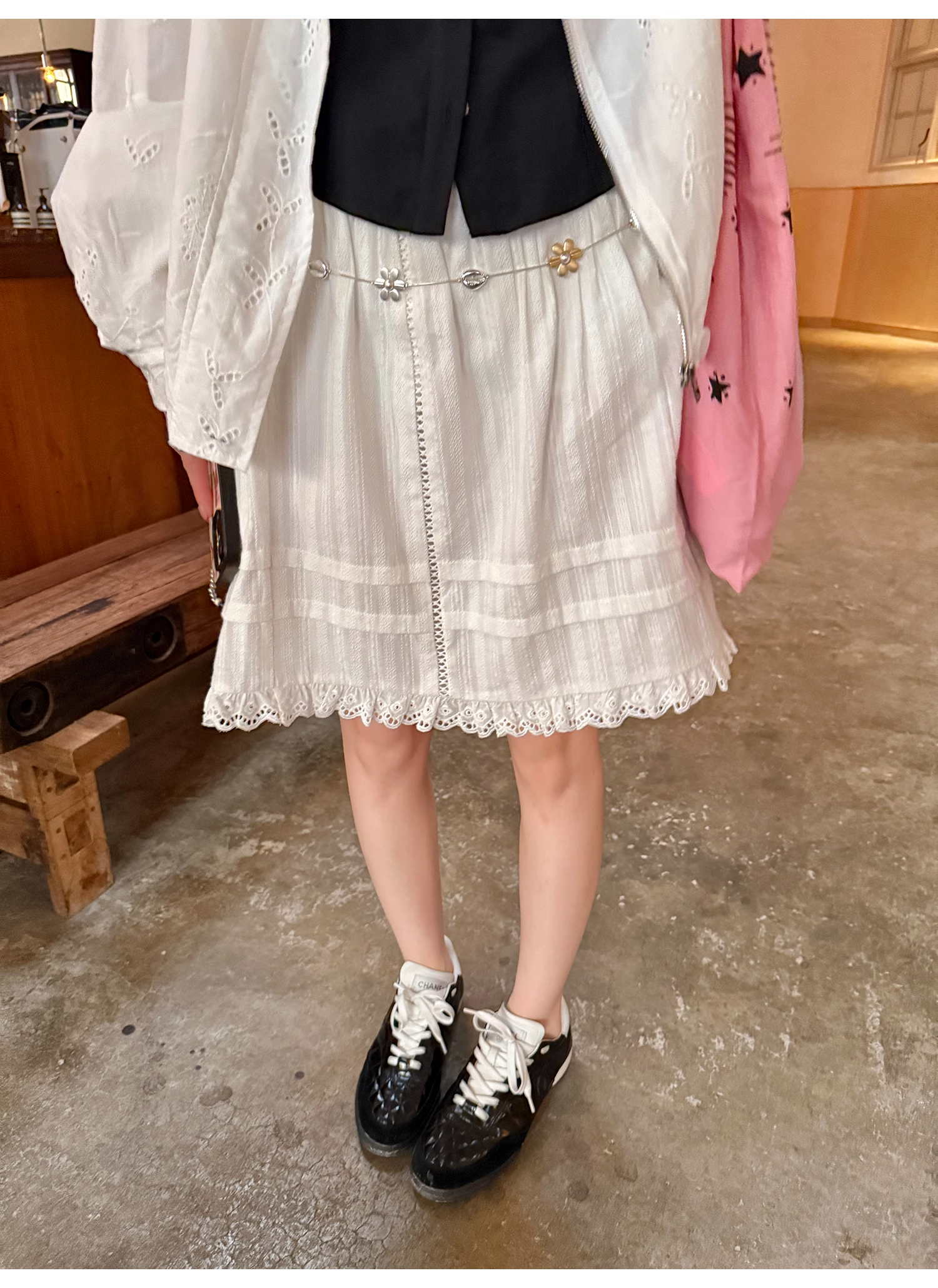 LelyMooch  白 スカート ミニ 透け防止  LEM105