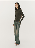 Maglione lavorato a maglia obliquo a mezza altezza con zip e struttura LOM036