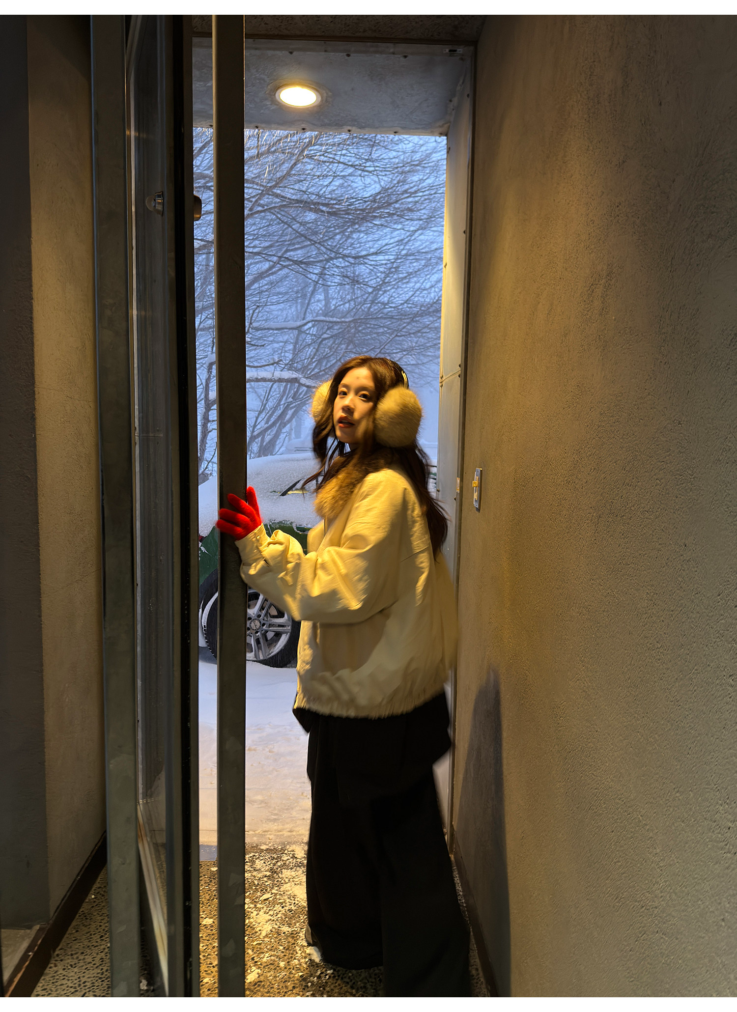 LelyMooch 取り外し襟付き 中綿ショートアウター  LEM305