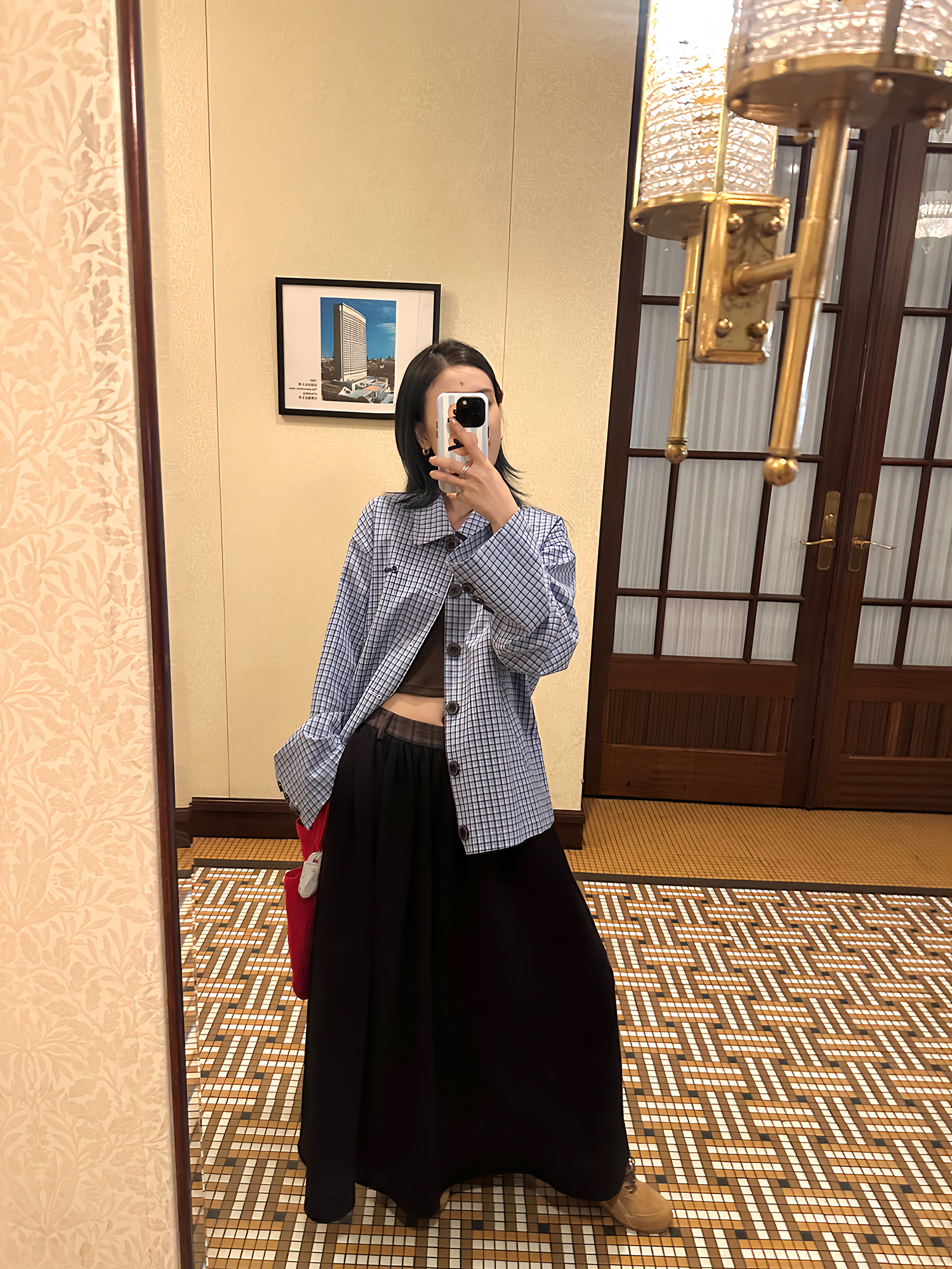 LelyMooch  ブルーチェックシャツジャケット  LEM072