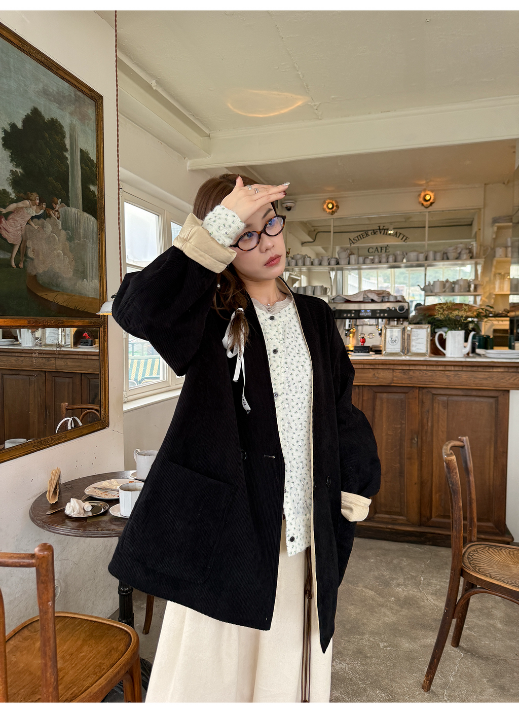 LelyMooch コーデュロイ リバーシブル中綿コート  LEM265