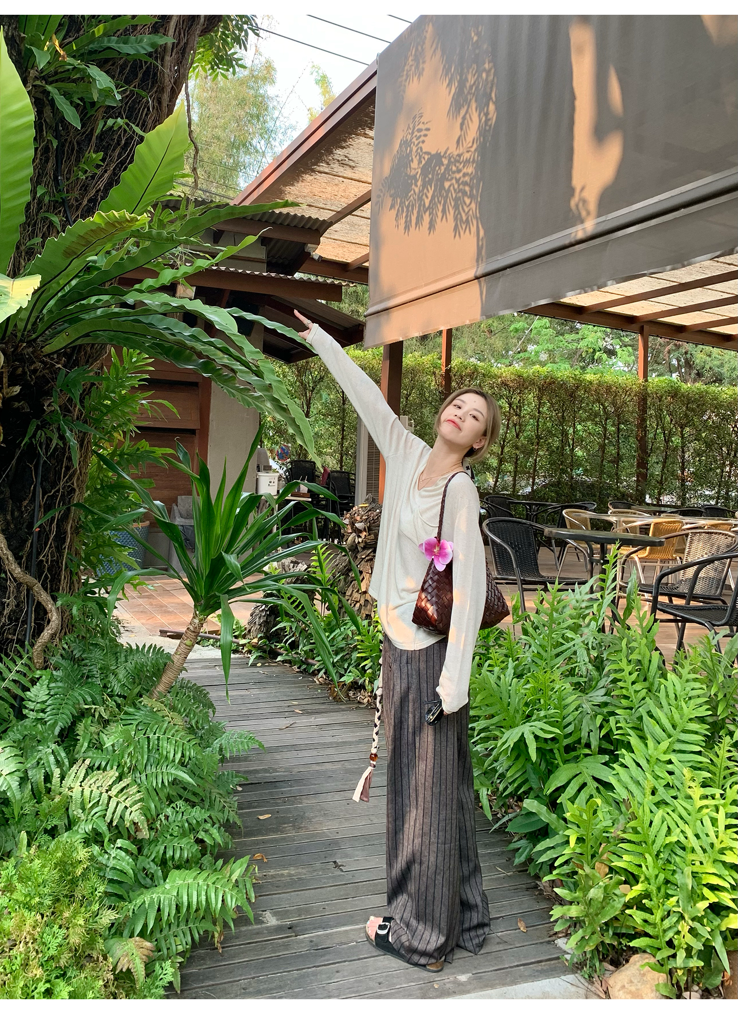 LelyMooch old money style｜ストライプスラックス  LEM140