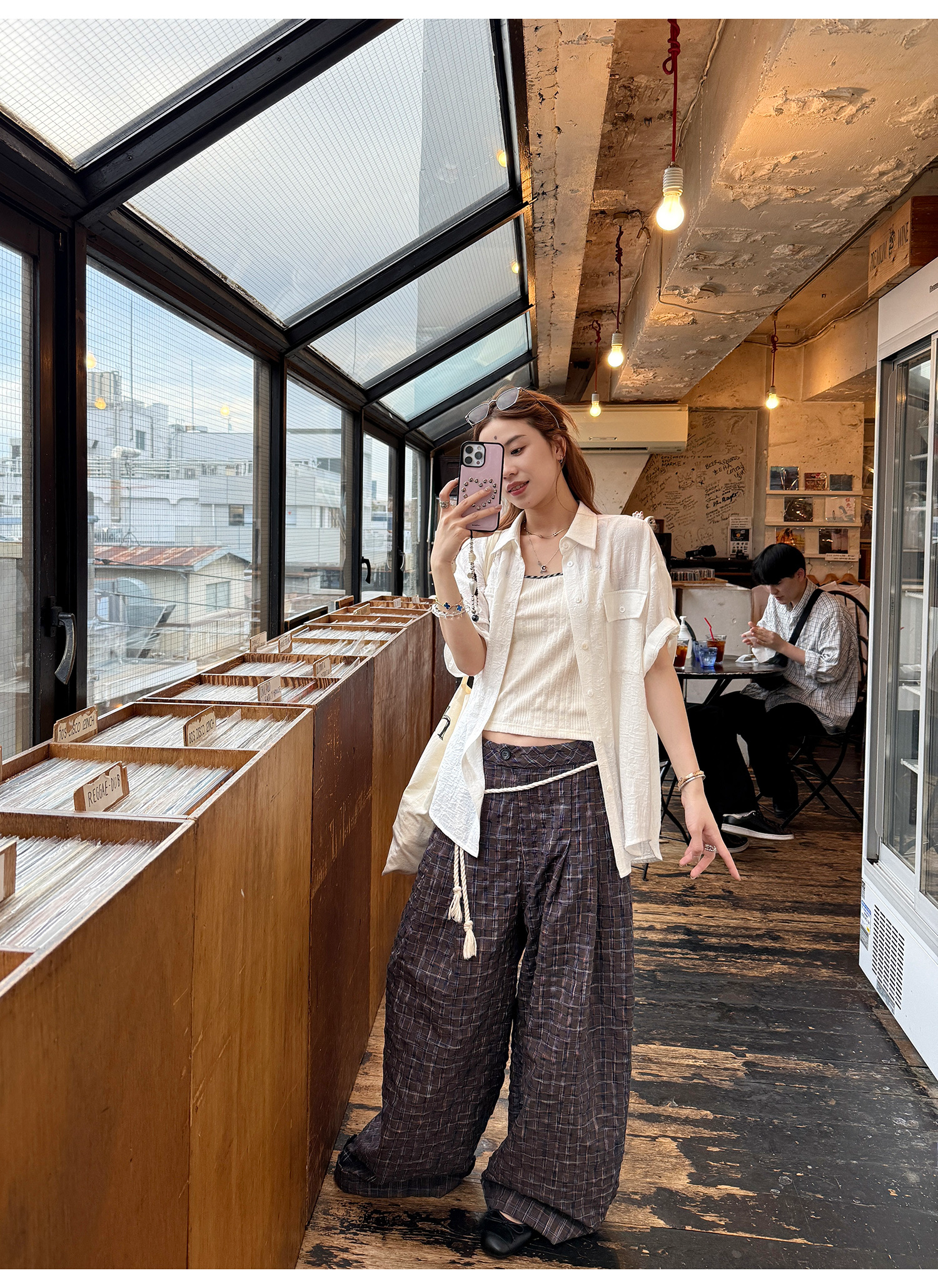 LelyMooch 1年中使える！ヴィンテージ風ワイドパンツ  LEM186