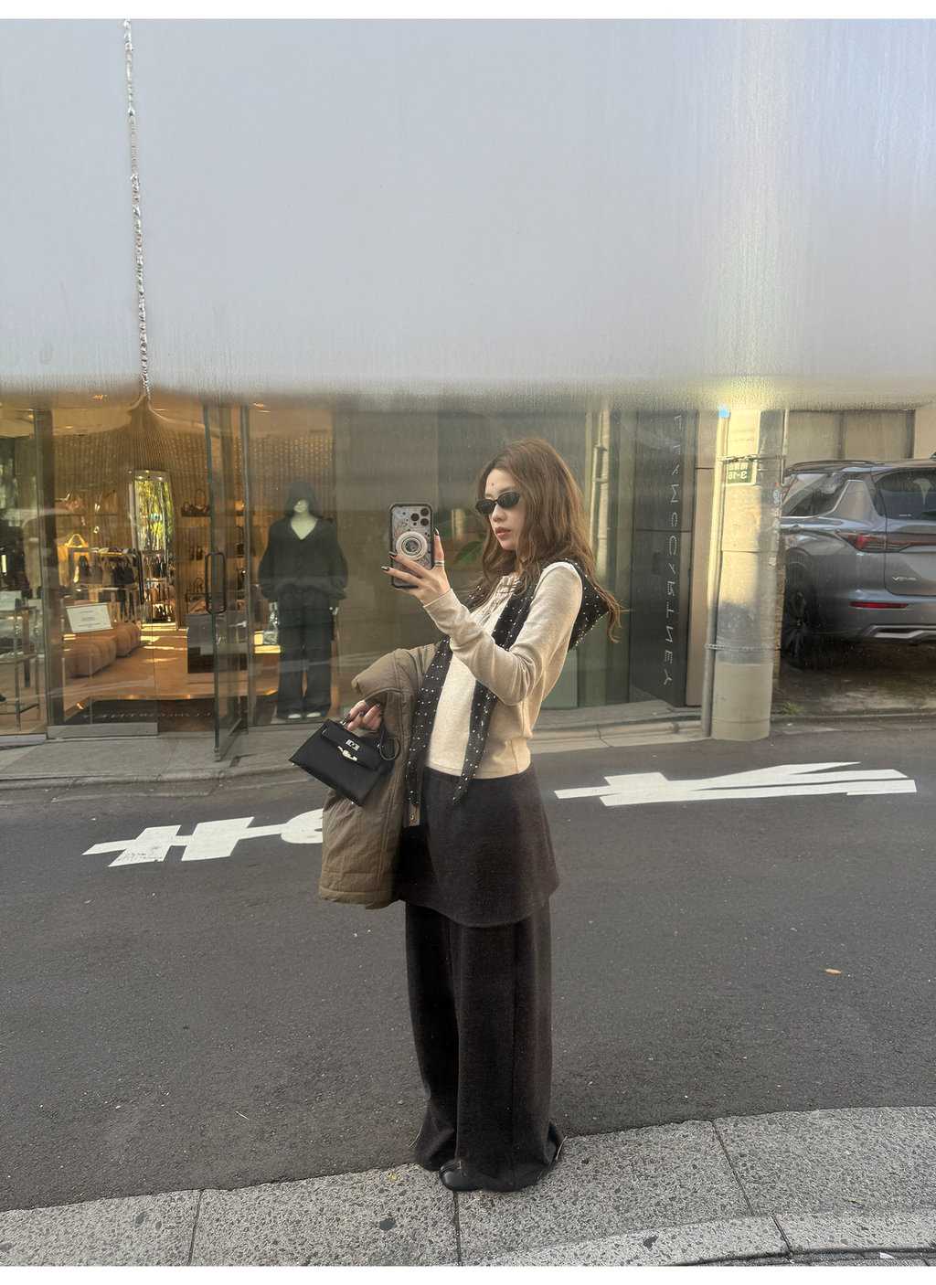 LelyMooch リブ調 ウール風 ヘンリーネックトップス  LEM290