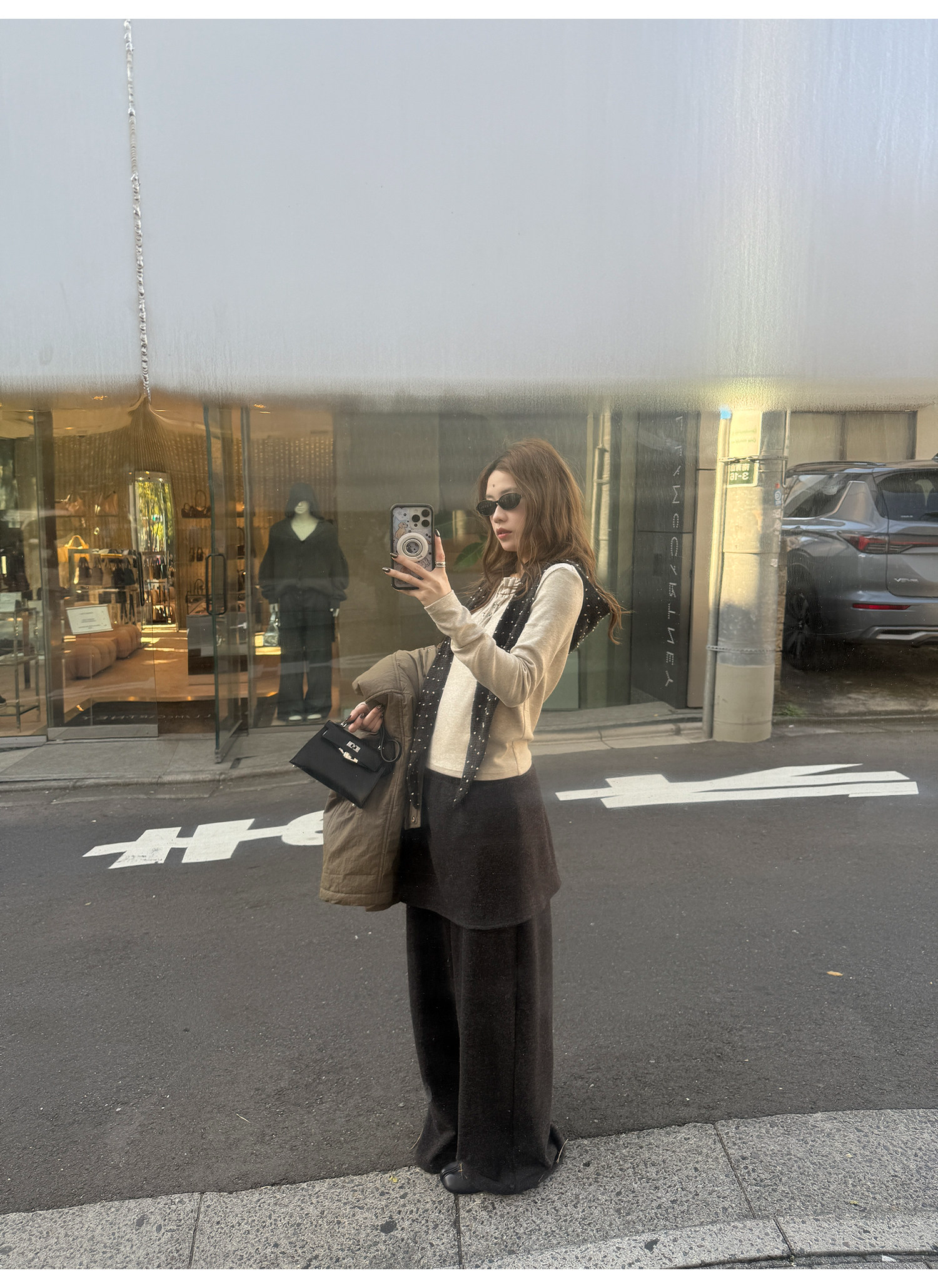 LelyMooch リブ調 ウール風 ヘンリーネックトップス  LEM290