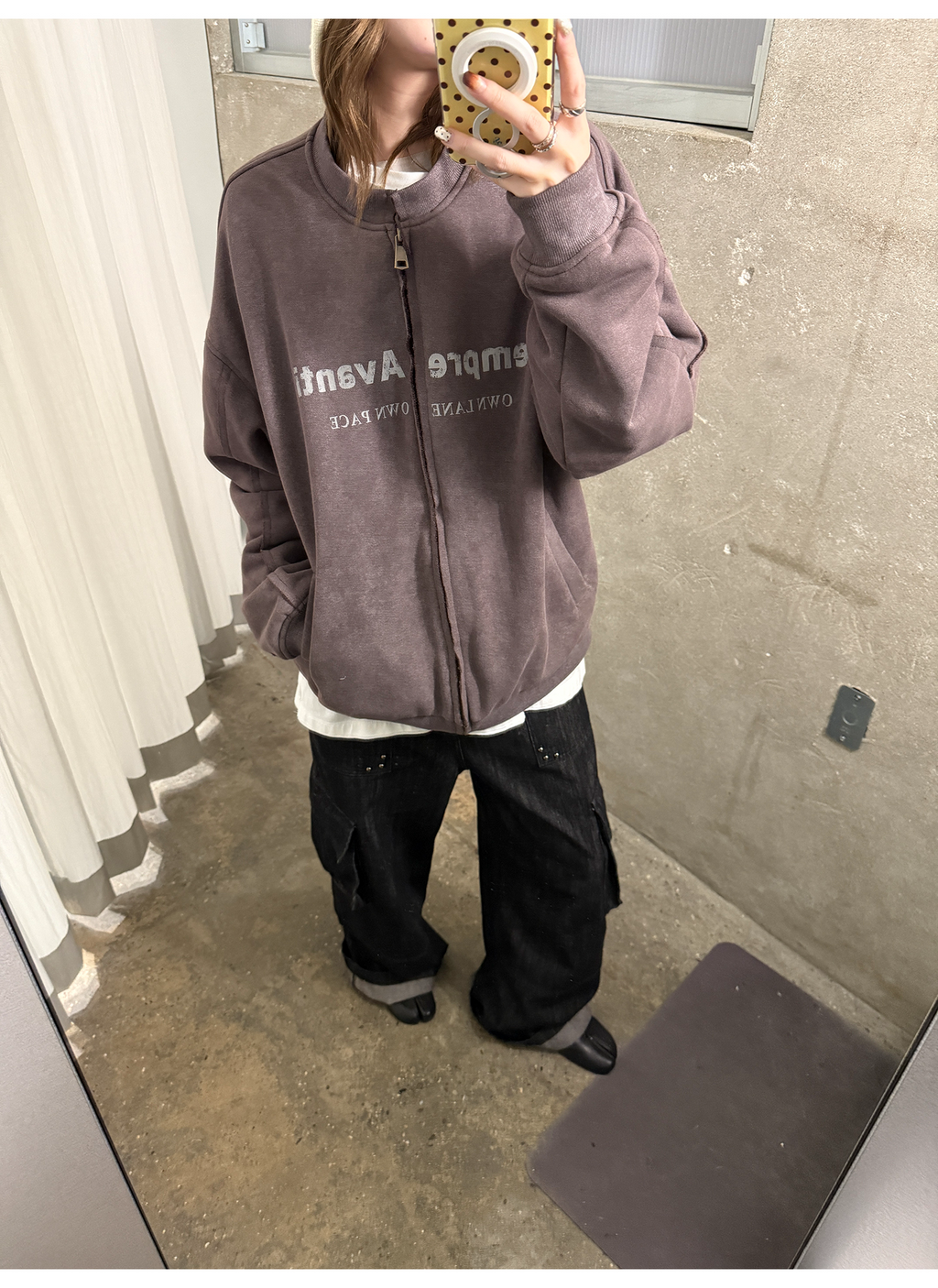 LelyMooch ジップスウェット アメリカンヴィンテージ風  LEM264