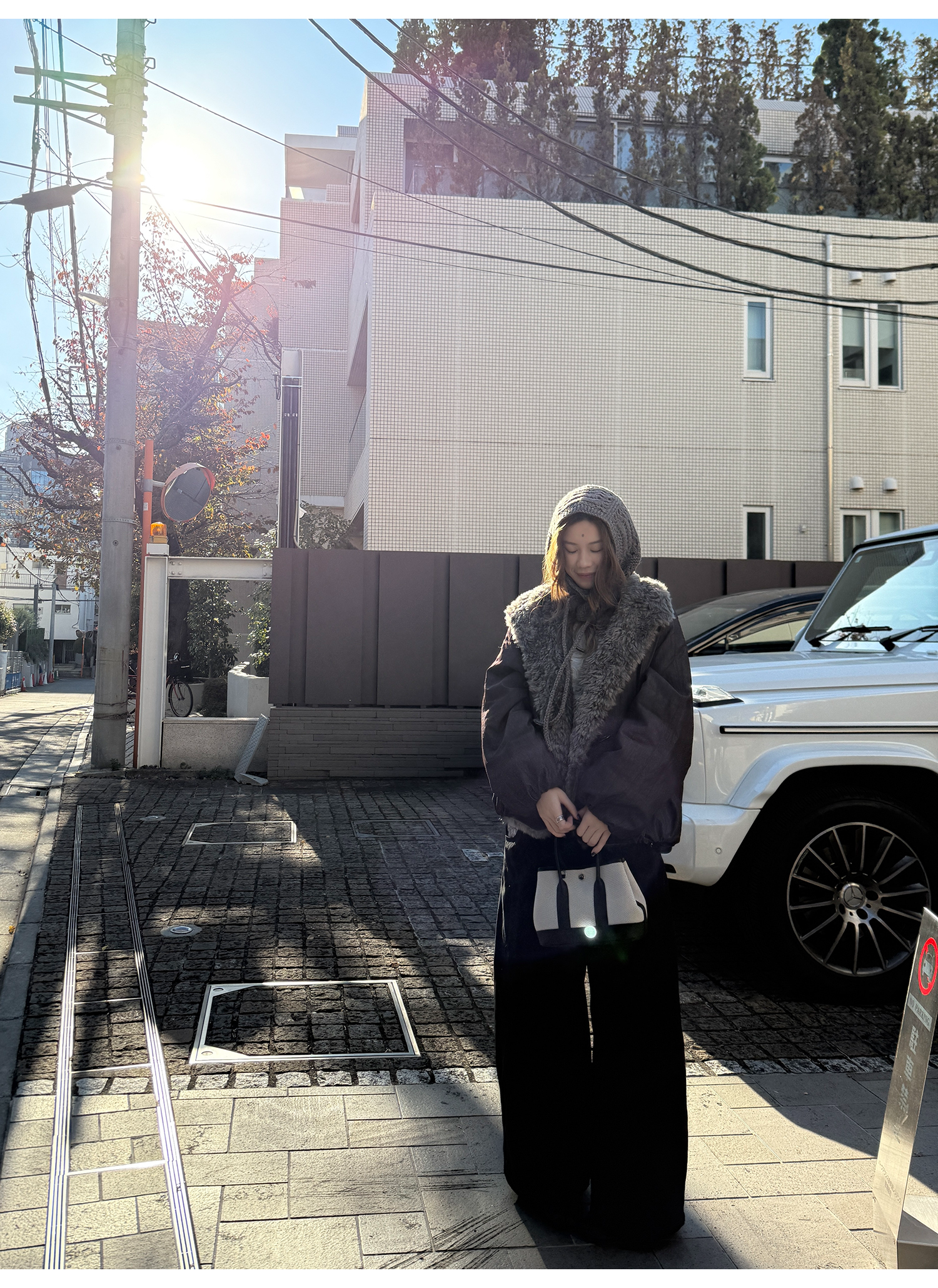 LelyMooch 光沢バイカラーブルゾン｜ボア切替×トグルボタン  LEM280