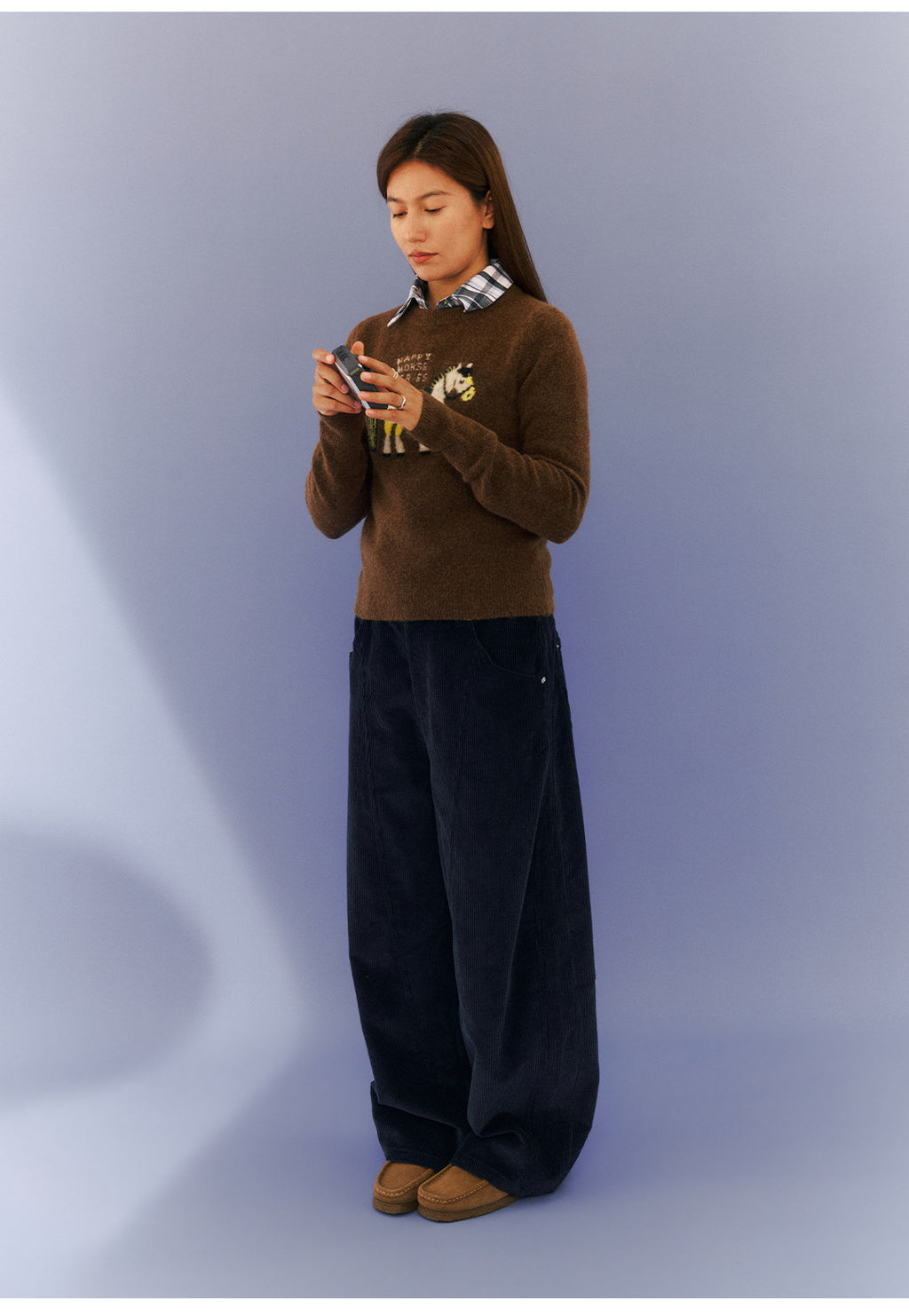 干支・馬モチーフ レトロジャカードニット  LOM040