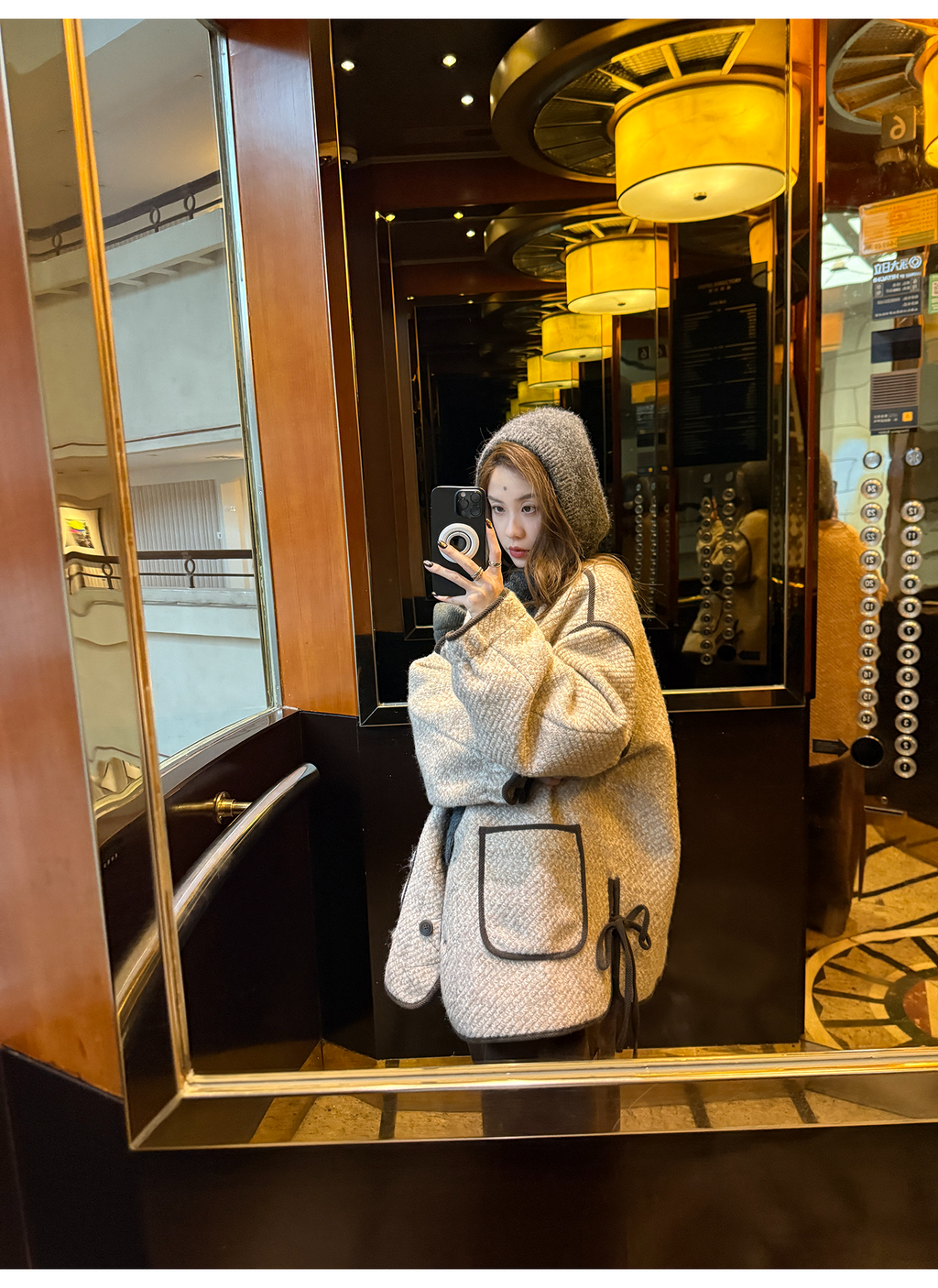 LelyMooch 配色パイピング ループウールジャケット　LEM278