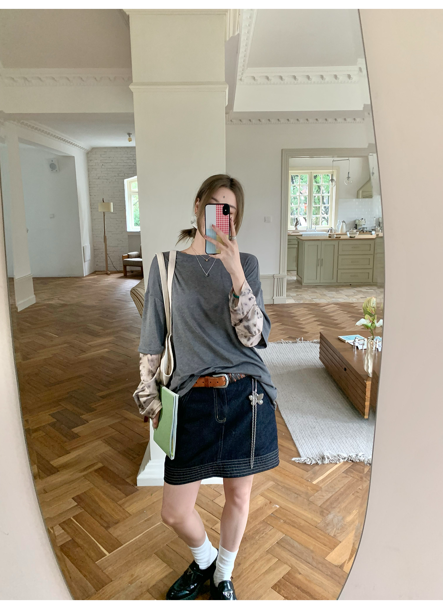 LelyMooch 　デニムスカート‌  インディゴ　LEM129