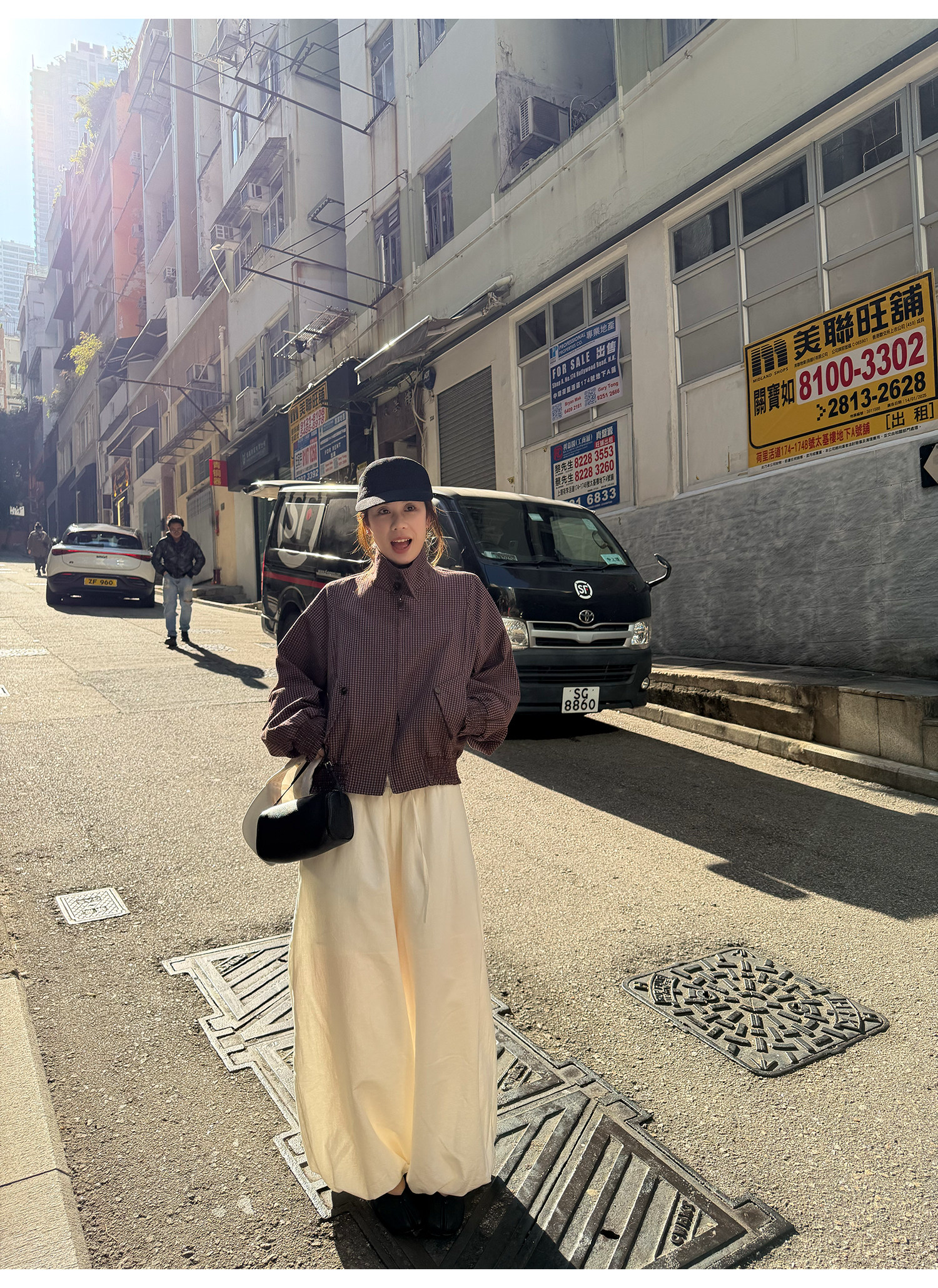 LelyMooch チェック柄スタンドカラーダブルジップブルゾン  LEM318