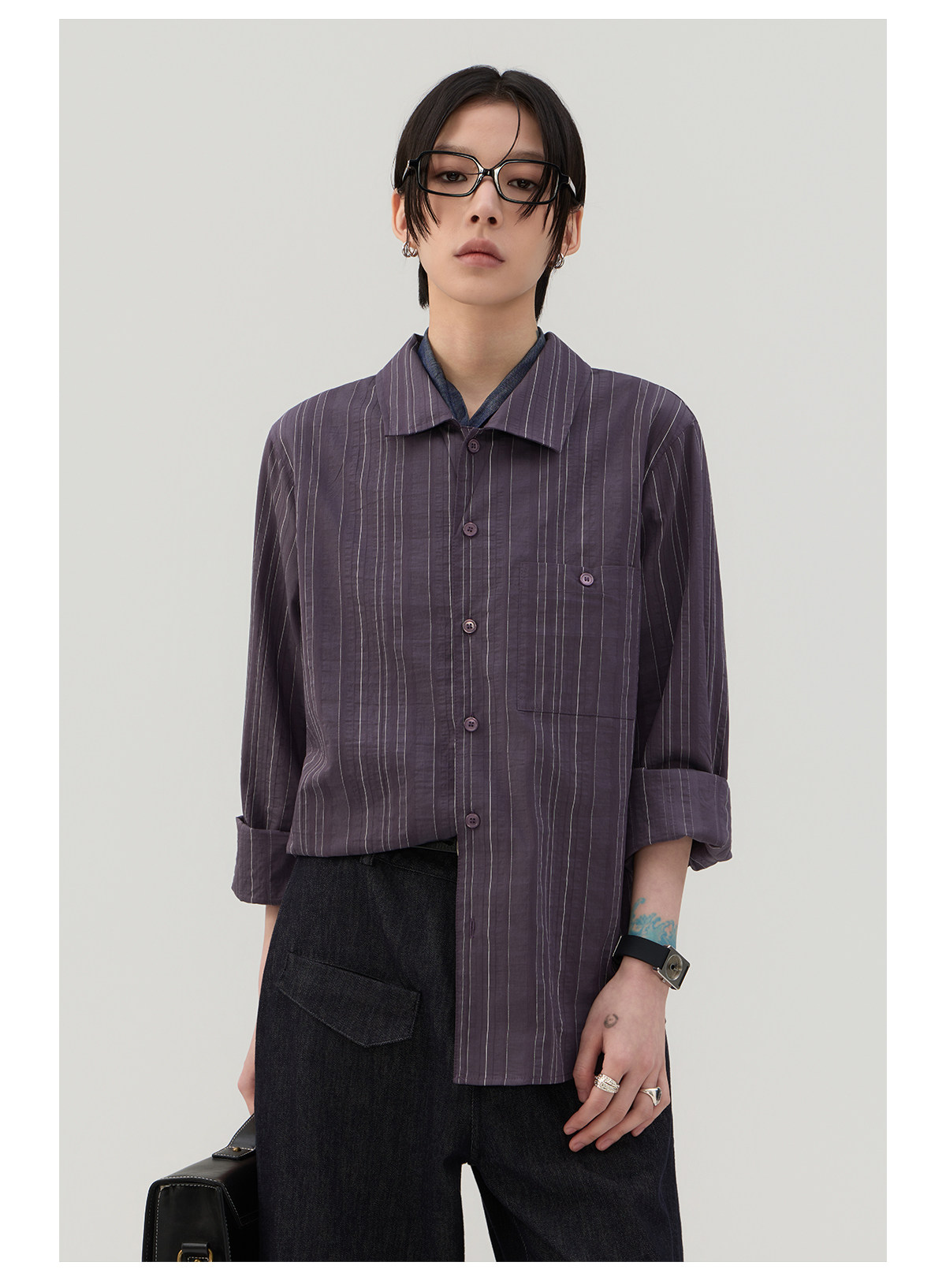 細縦縞 レギュラーシャツ  LOM043