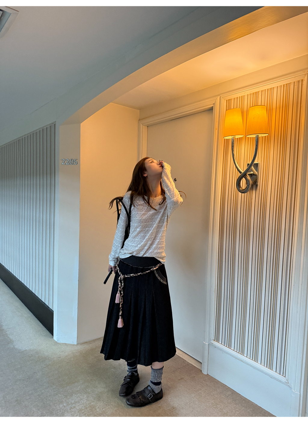 LelyMooch 黒プリーツスカート・ゴムウエスト  LEM277