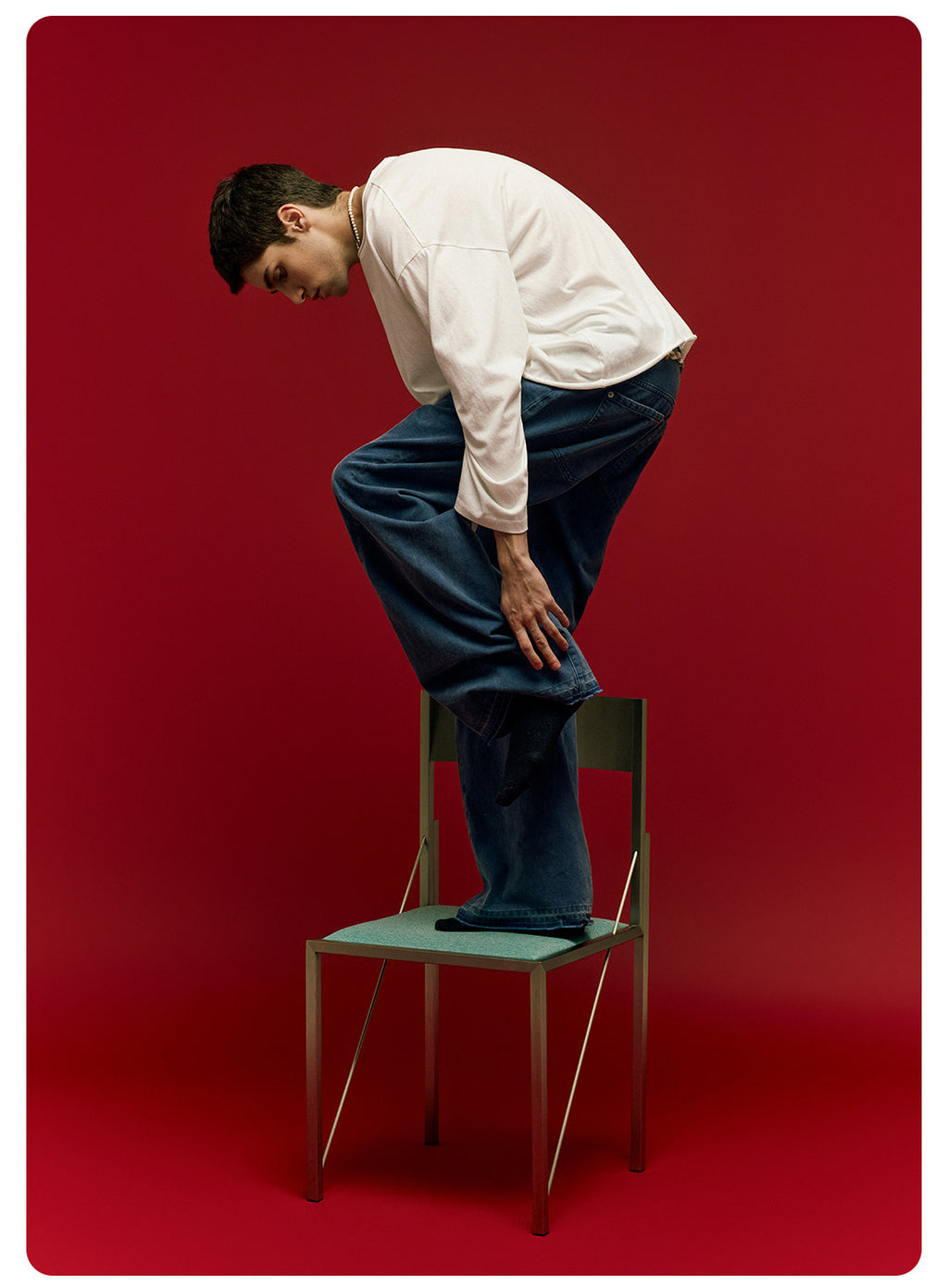 ムラ感デニム 断ち切り仕様 紐プレゼント イージーワイドパンツ LOM041