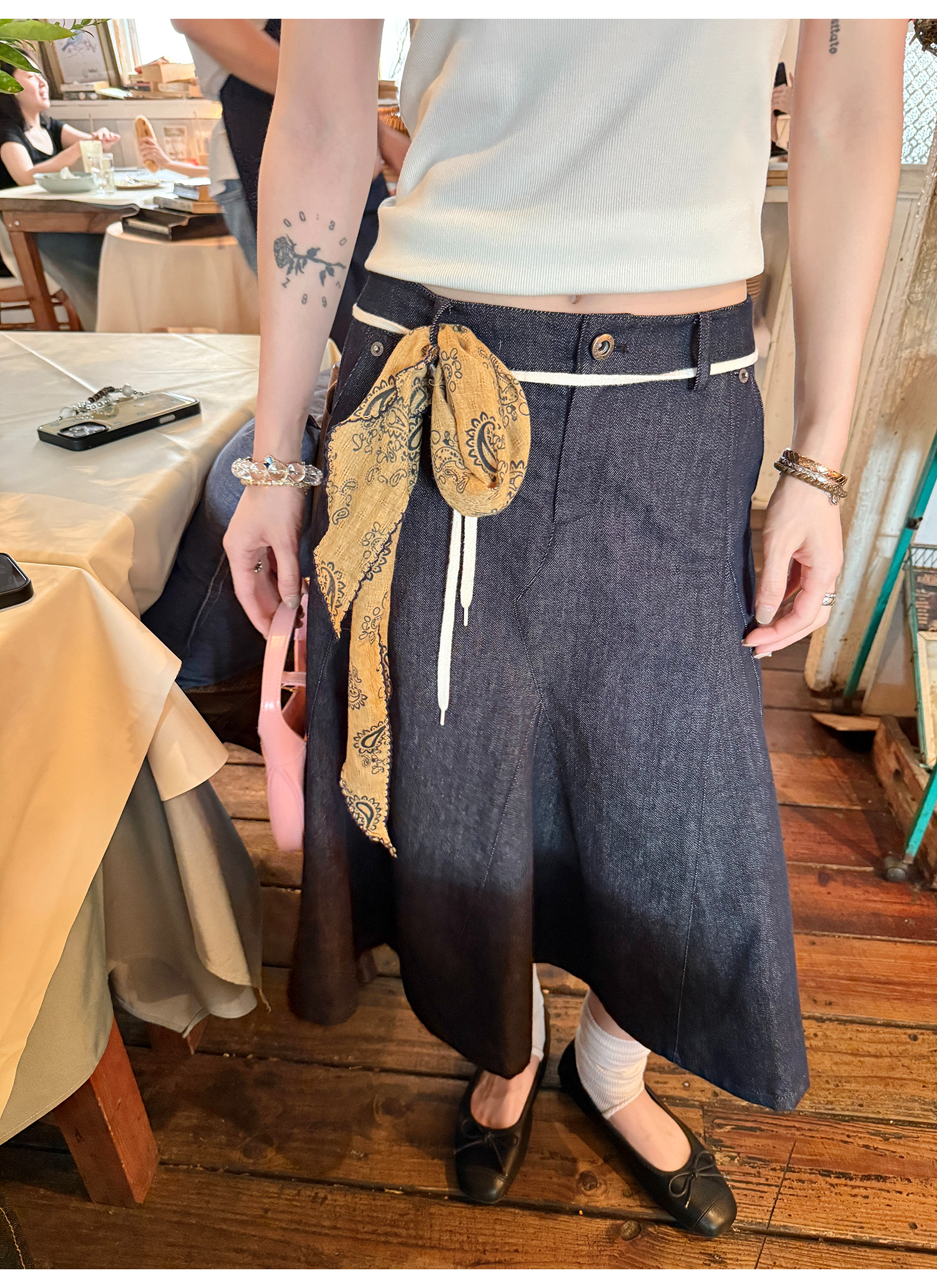 LelyMooch 通年使えるAラインデニムスカート   LEM202