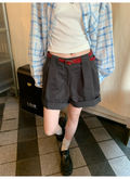 LelyMooch 楽ちん×細見え！2WAYロールアップショーパン  LEM161