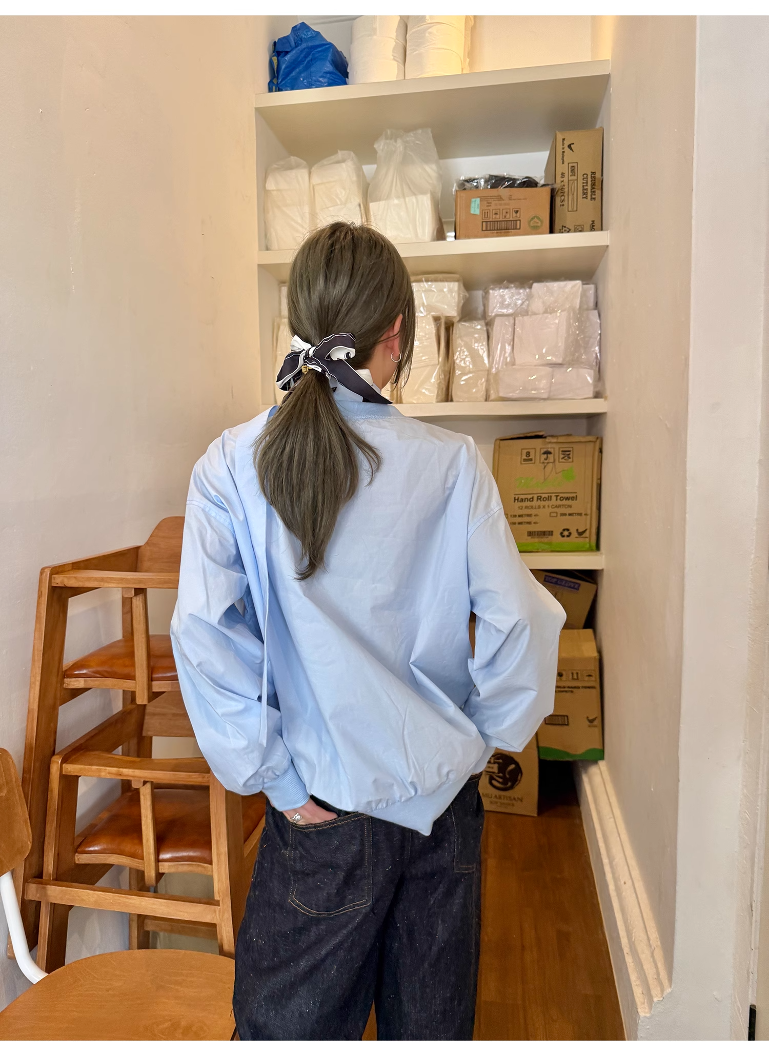 LelyMooch  スポーツカジュアル Vネック刺繍プルオーバー  LEM099