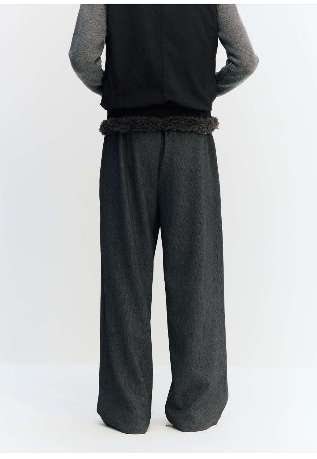 リヨセル混　不規則前立て ワイドパンツ LOM046