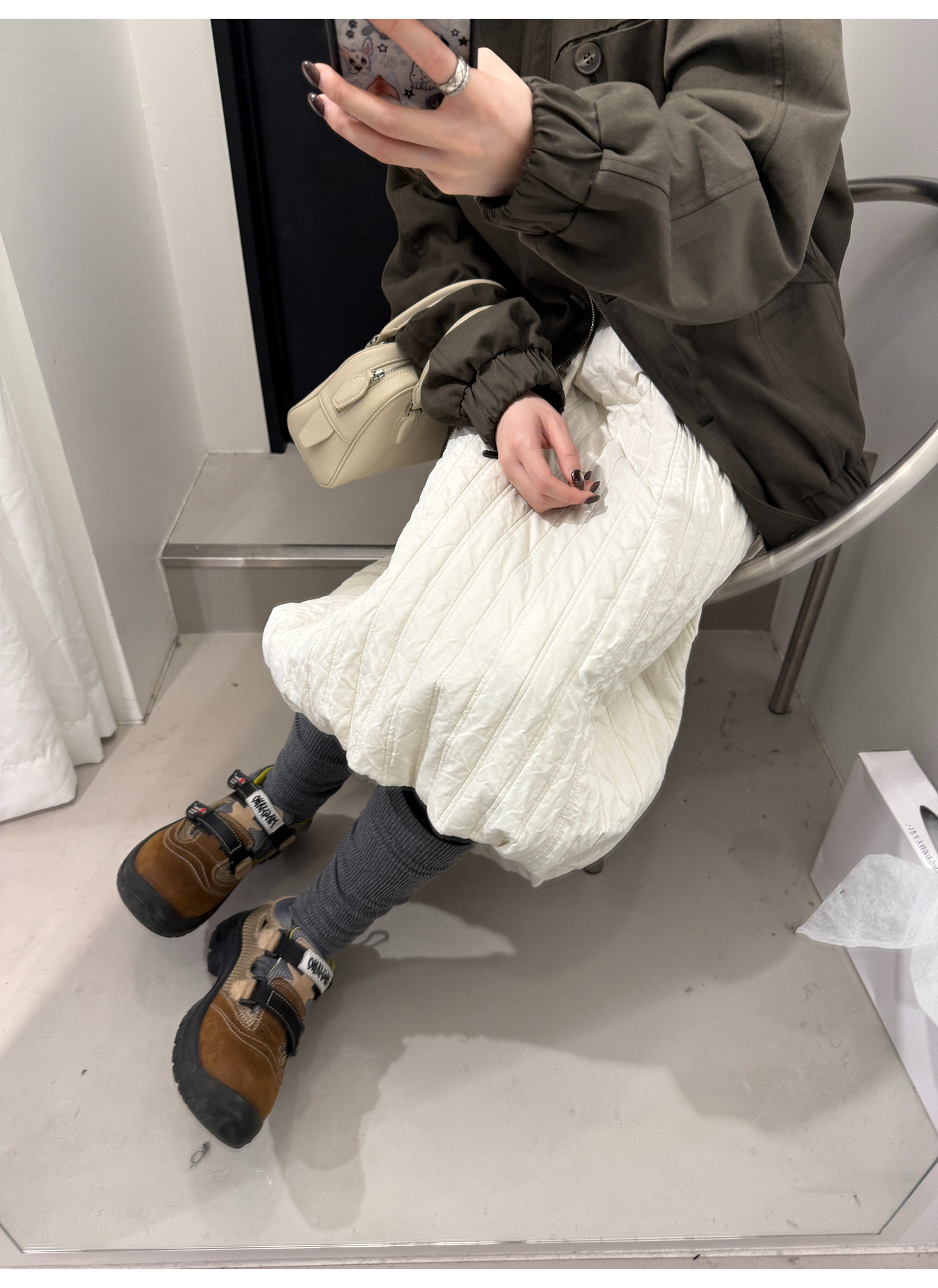 LelyMooch ドロスト ロングスカート シワ感素材 前後差  LEM288