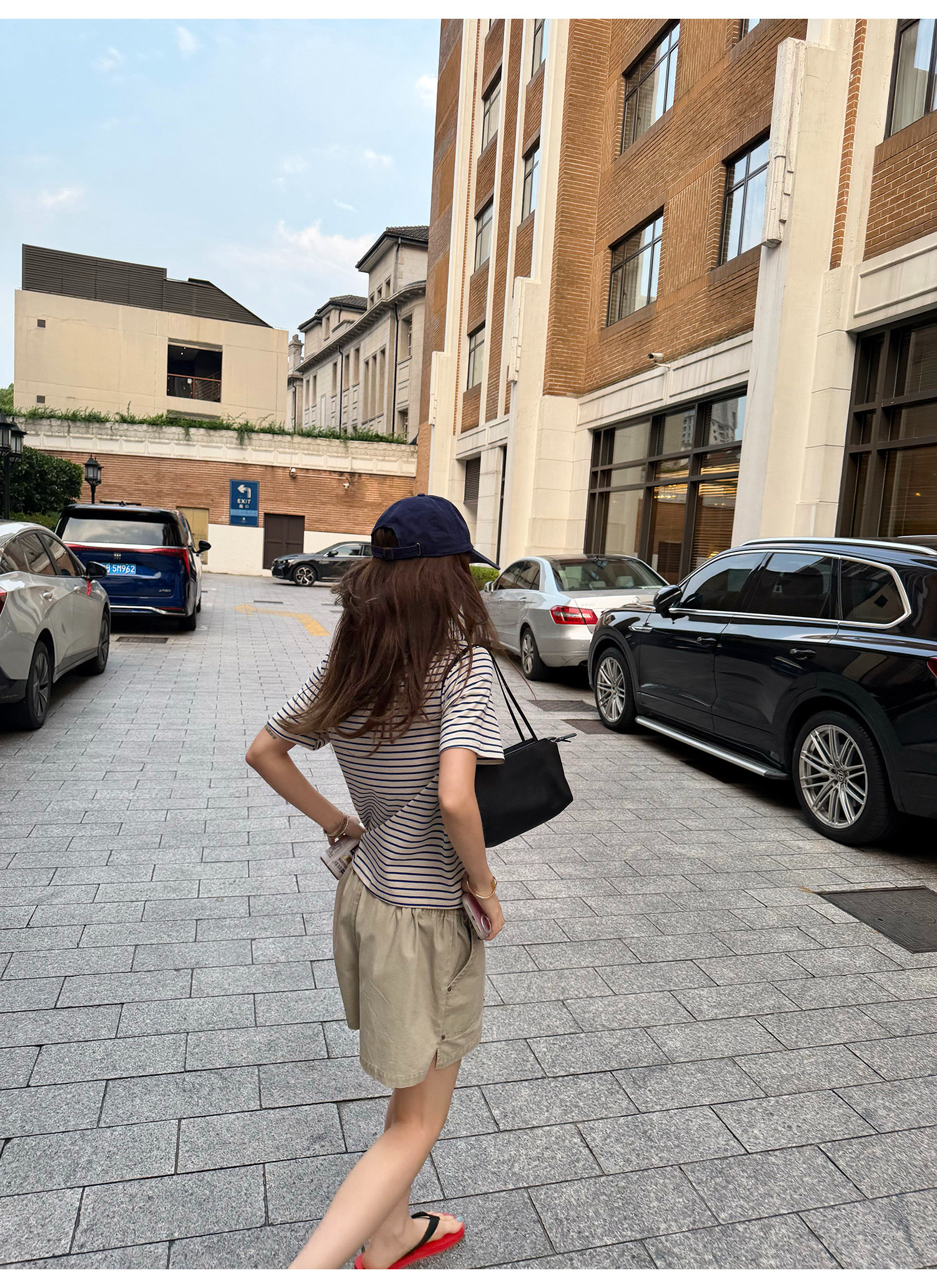 LelyMooch 細ボーダー 配色リブTシャツ  LEM380