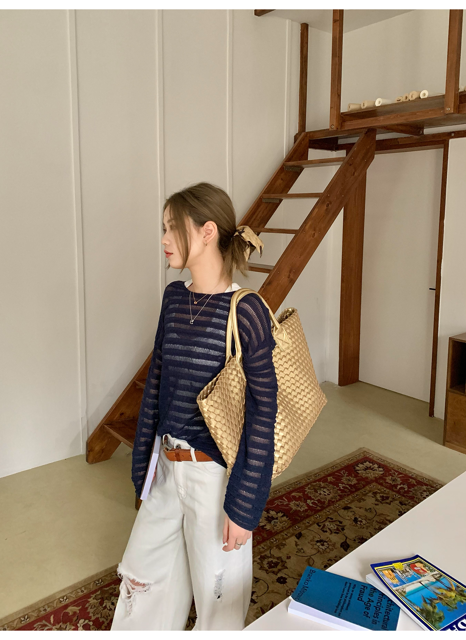 LelyMooch  薄手ニット 透かし感 レーヨン×リネン LEM127