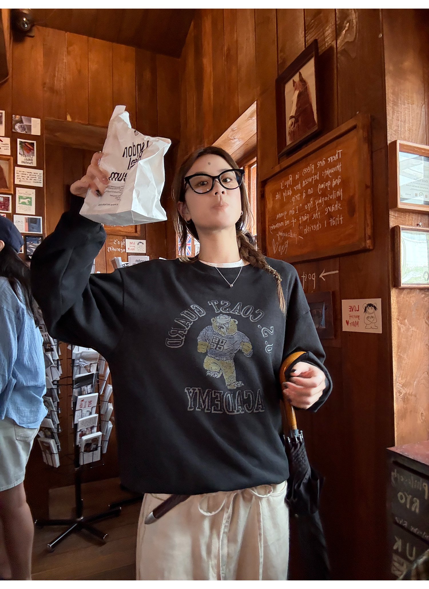 LelyMooch くまプリント古着風スウェット  LEM231