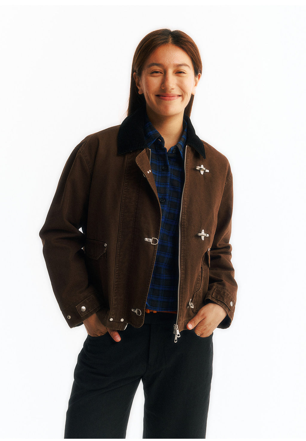 2WAYカラー フライトバックルコーデュロイショートジャケット  LOM045