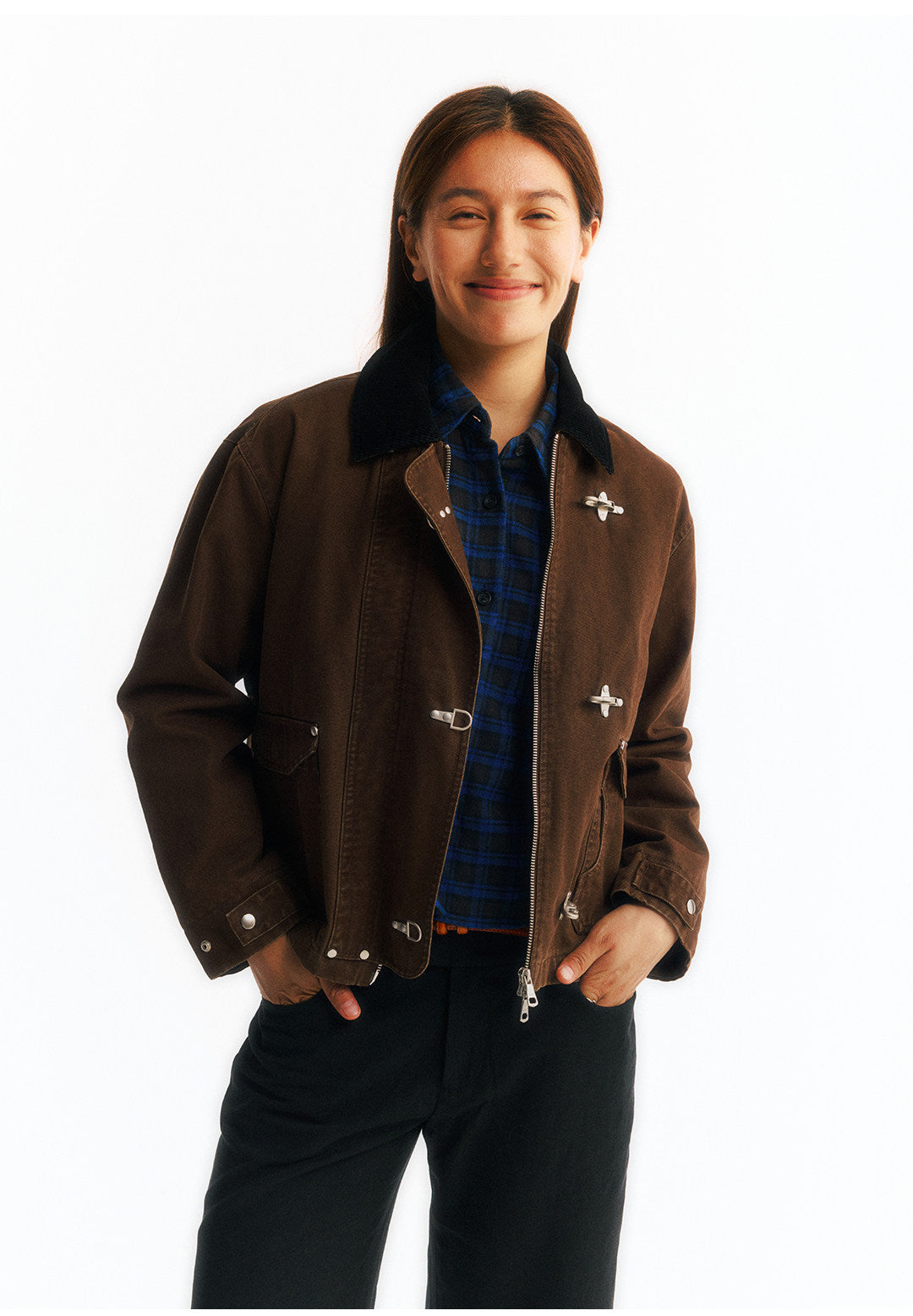 2WAYカラー フライトバックルコーデュロイショートジャケット  LOM045