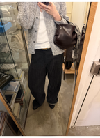 LelyMooch Jeans dritti a righe nere e grigie LEM319