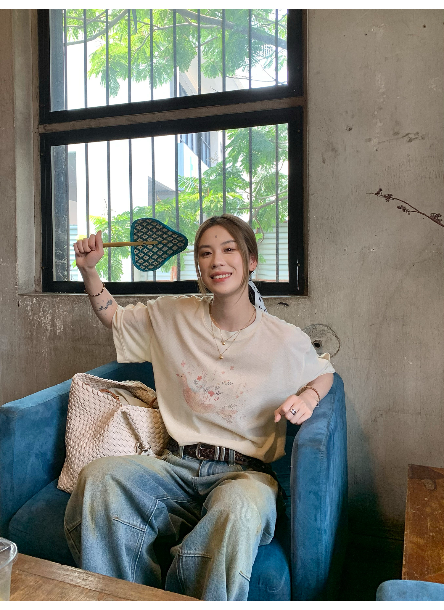 LelyMooch プリント ゆったりシルエット半袖Tシャツ  LEM142